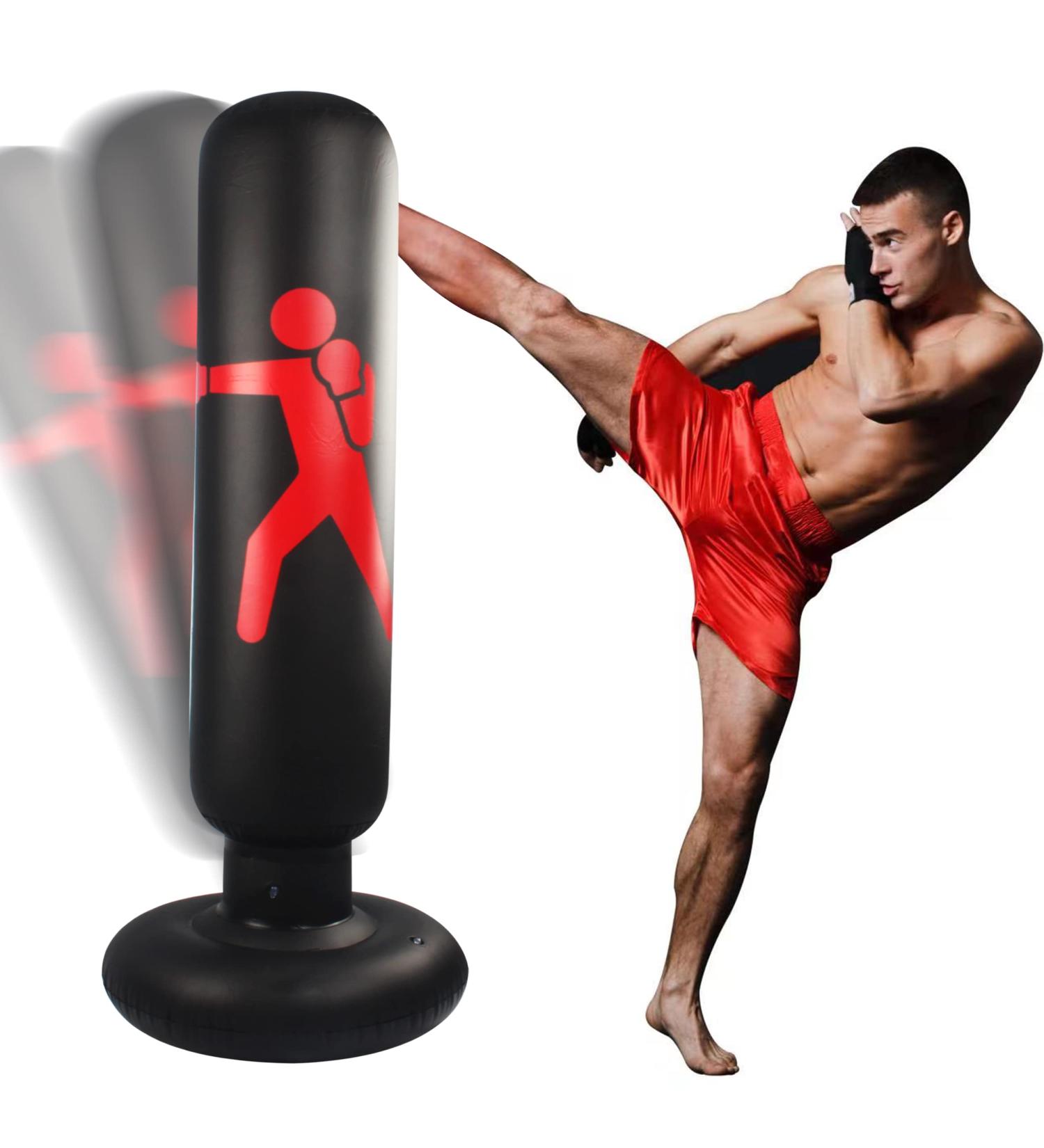 Punching Bag with Stand for Adults | 63 Free Standing Kickboxing Bag for MMA Training - Kungfu Red - Buy Online on GoSupps.com