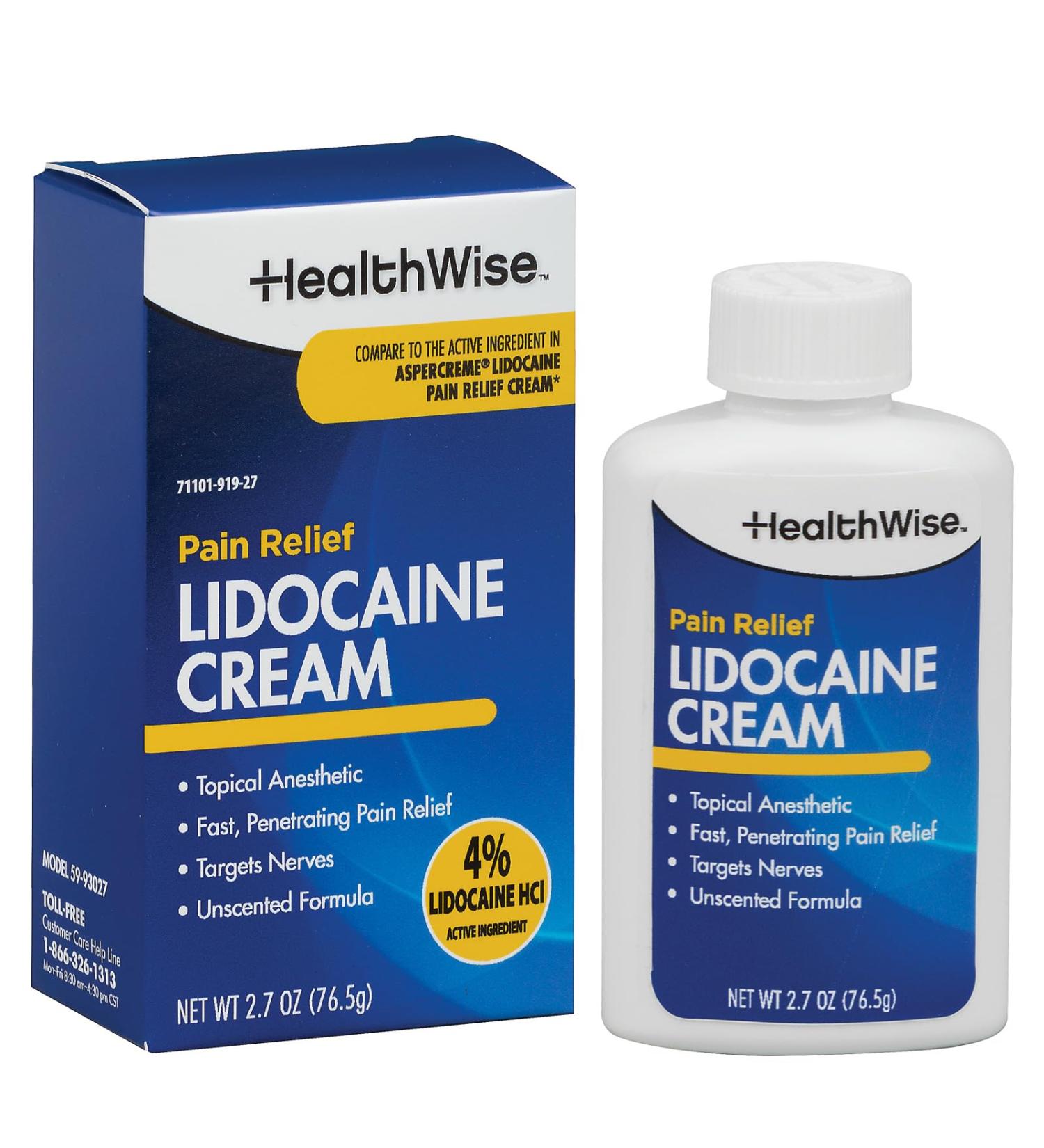 HealthWise Maximum OTC Strength Lidocaine Cream | Numbs Away Pain | Long-Lasting Relief | Non-Greasy | 2.7 Oz | Unscented Formula | Topical Anesthetic 2.70 Ounce - Buy Online on GoSupps.com