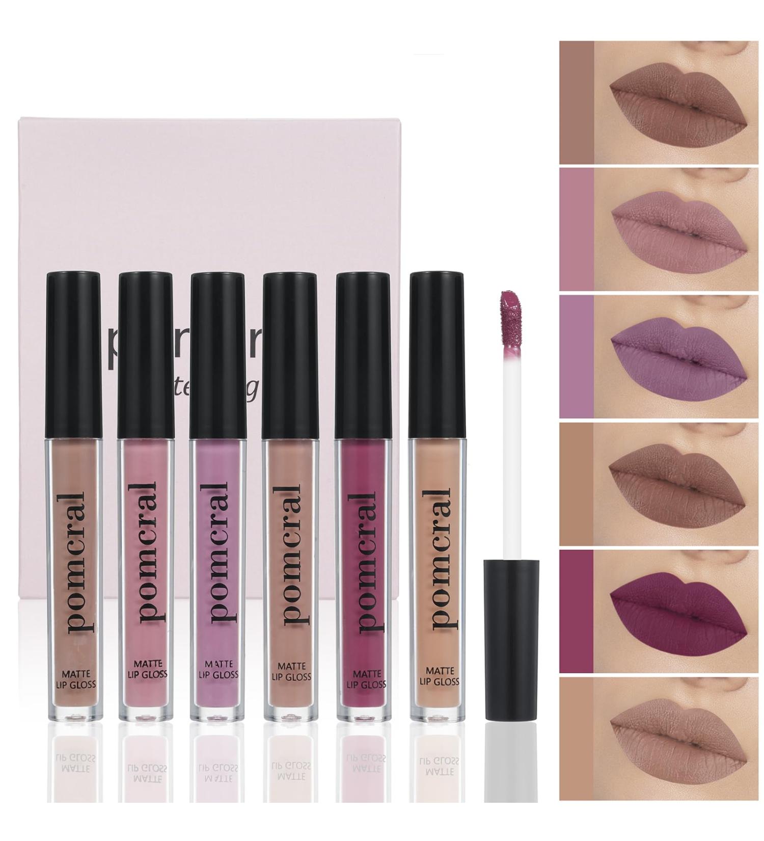 6 Color Matte Lip Gloss Set | Velvet Moisturizing Waterproof Lip Glaze | Long Lasting Nude Tint Liquid Lipstick Kit - Buy Online on GoSupps.com