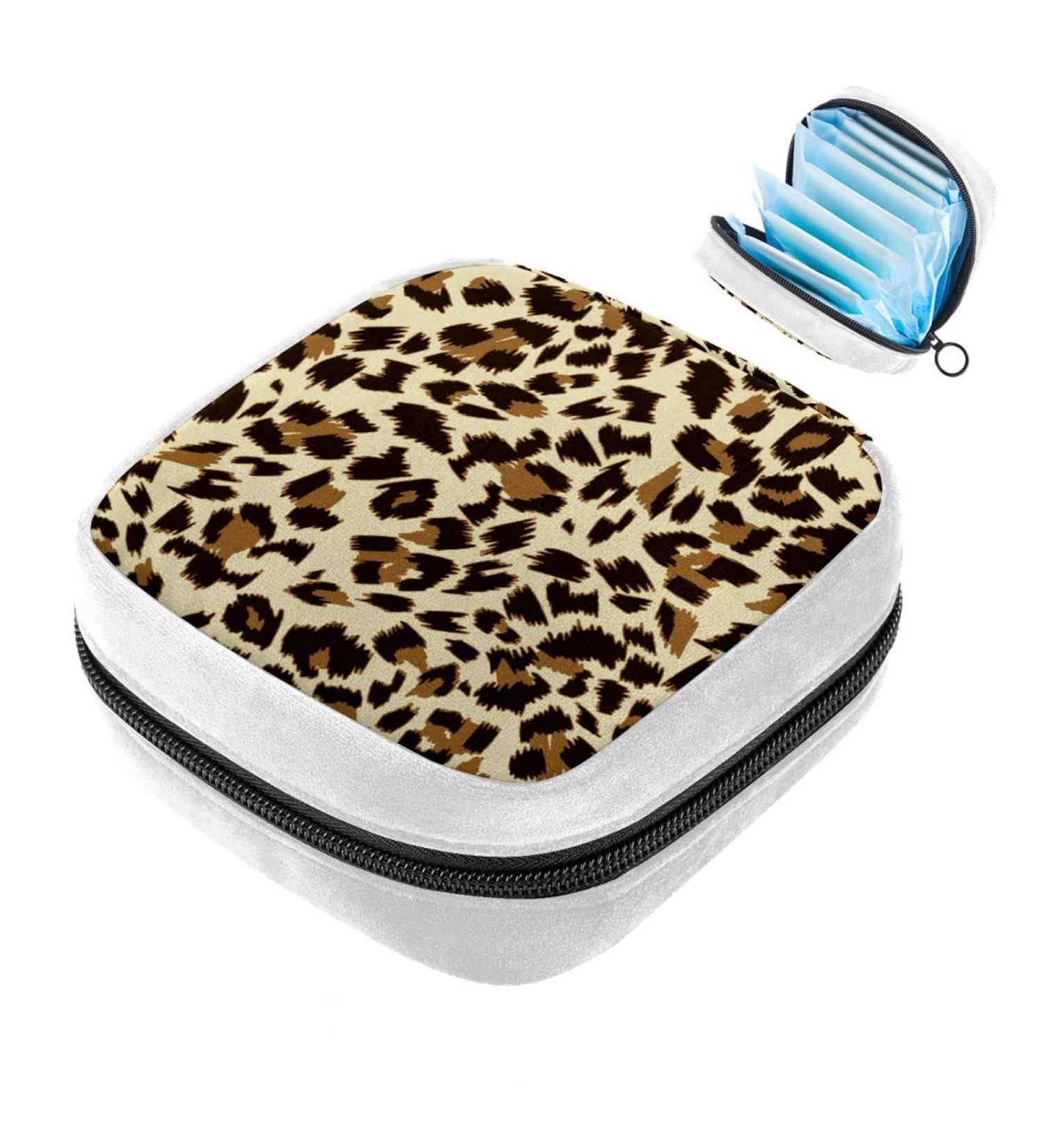 Leopard Print Sanitary Napkin Storage Bag - Period Tampon Makeup Pad Pouch - Buy Online on GoSupps.com