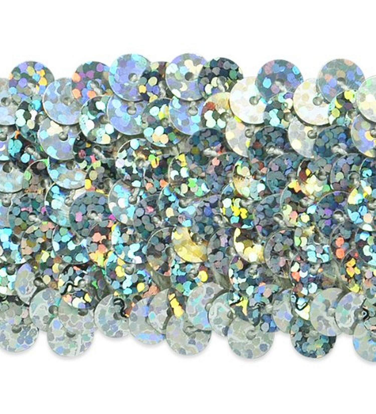 Expo International Starlight Hologram Sequin Trim - 10 Yards, 4 Rows, 1 1/2-Inch, Silver - Buy Online on GoSupps.com