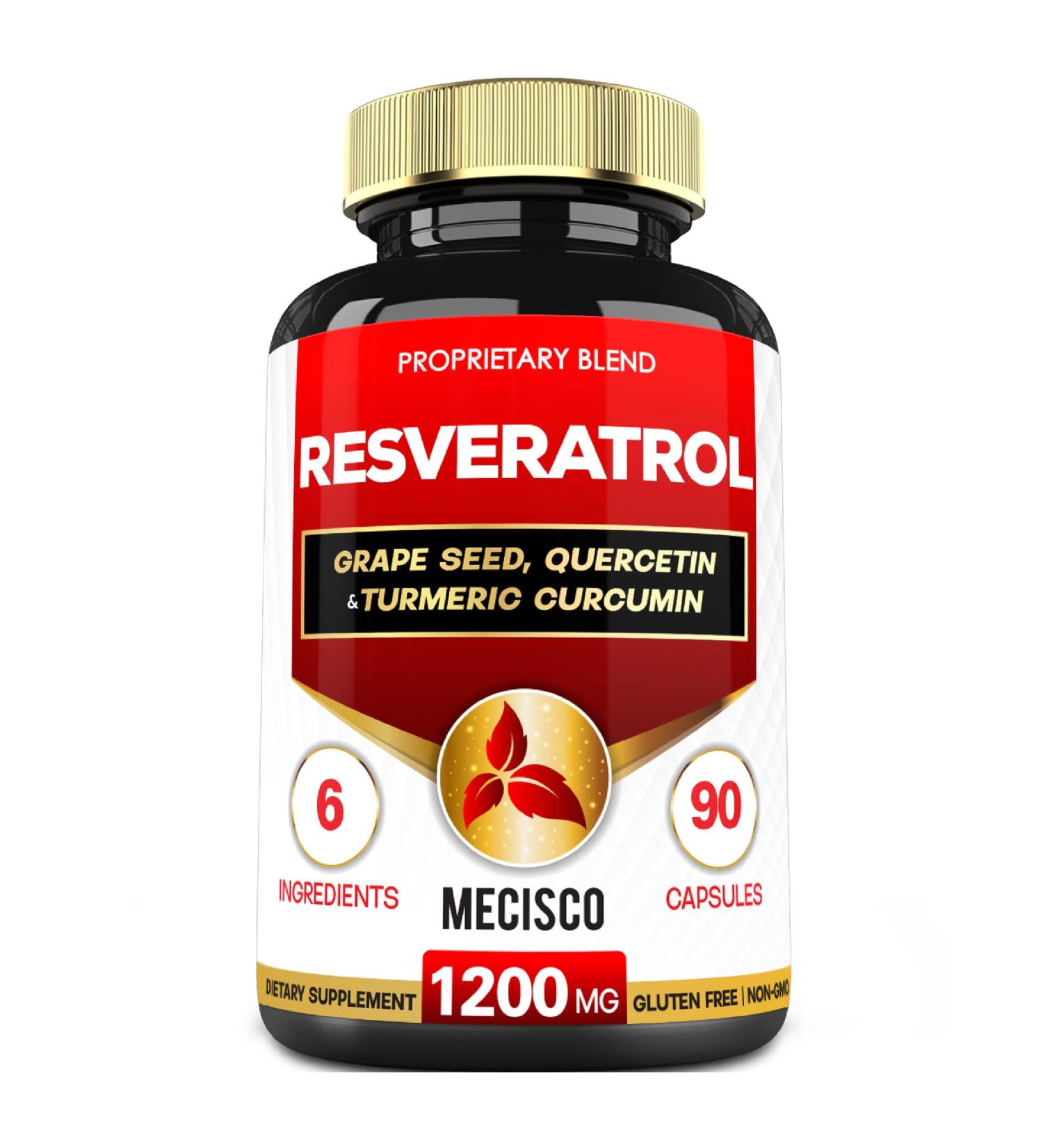 Trans Resveratrol Supplement with Grape Seed Milk Thistle and More - Resveratrol - 6 Herbal Supports for Immune System Heart Health Body Management - 90 Capsules 90 Count (Pack of 1) - Buy Online on GoSupps.com