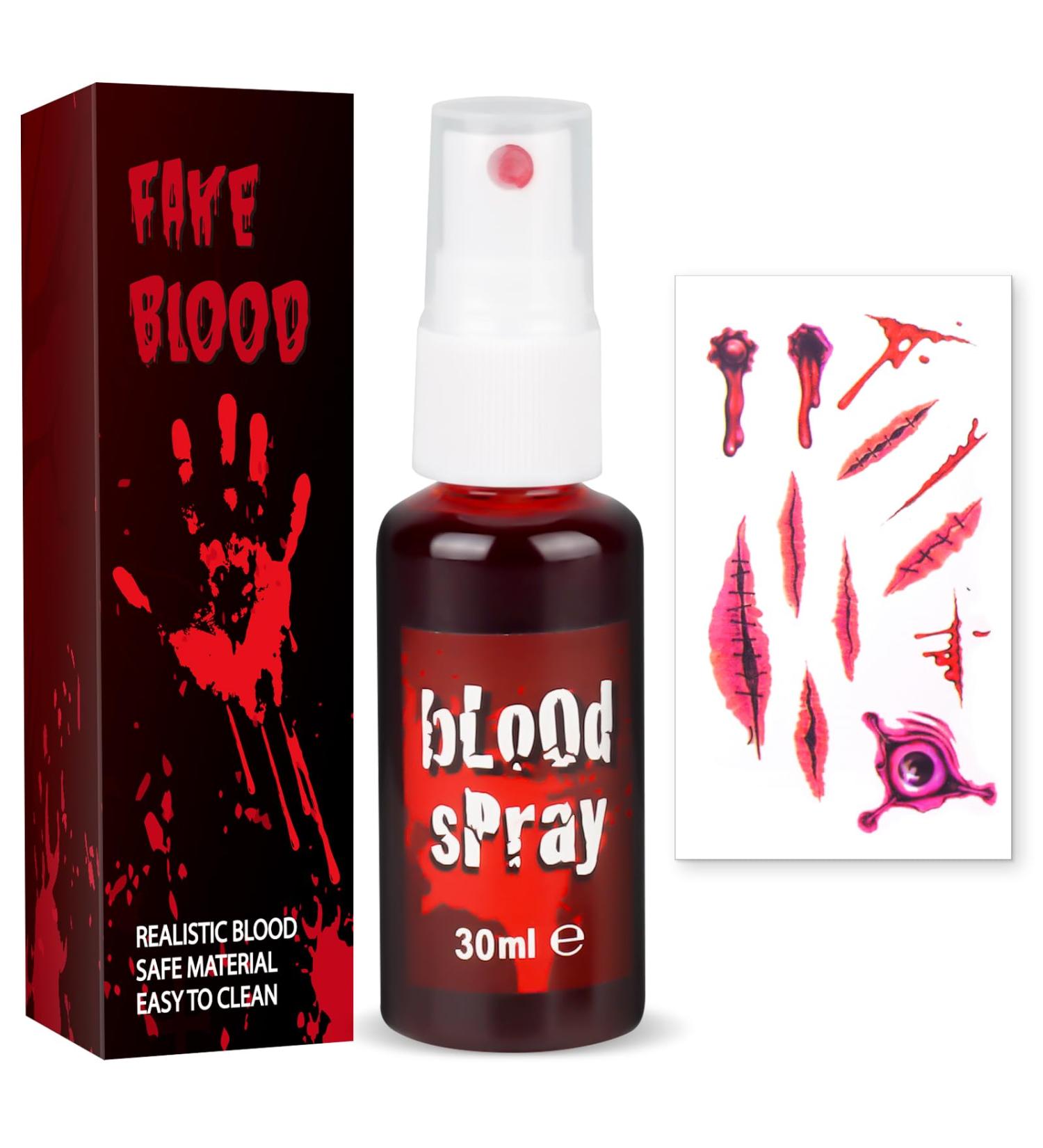 Halloween Fake Blood Spray Makeup - Washable Zombie & Vampire Costume Blood | Realistic Blood Splatter for Men & Women Cosplay - Buy Online on GoSupps.com