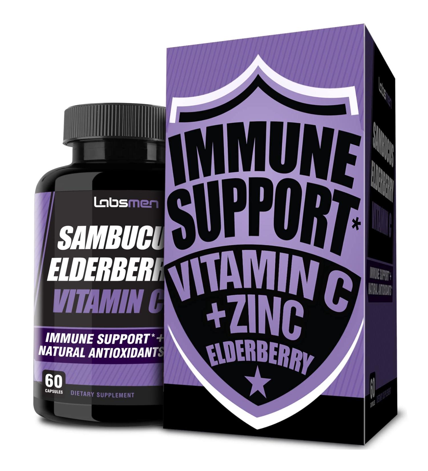 Sambucus Elderberry Zinc Vitamin C Supplement - Immune Support for Adults - 2 Month Supply - Buy Online on GoSupps.com