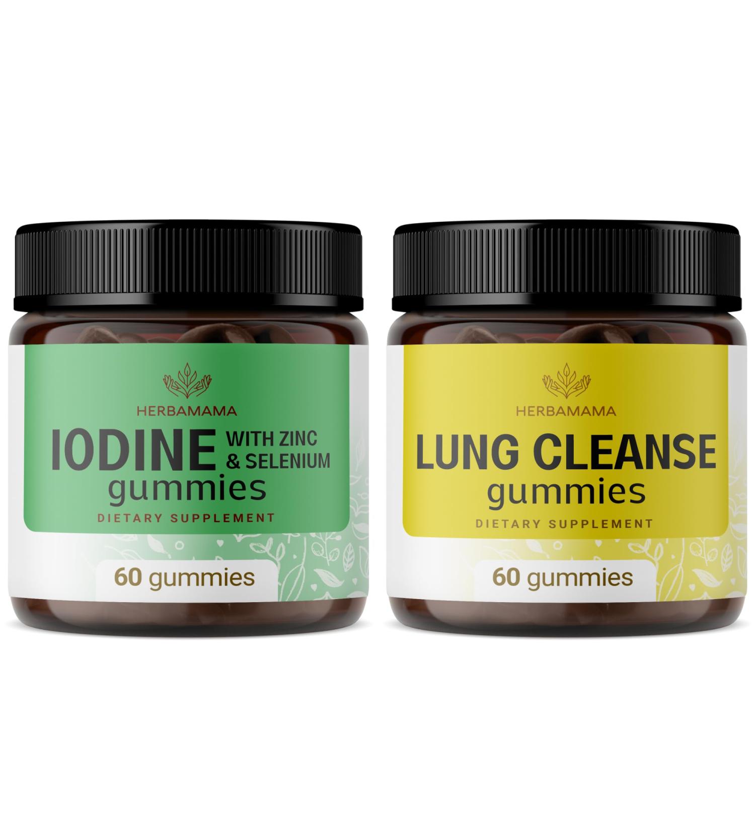 Herbamama Potassium Iodine and Lung Cleanse Kit - Bundle of Iodine Gummies & Lung Cleanse Complex Gummies - Vegan Non GMO - 2 Pack - Buy Online on GoSupps.com