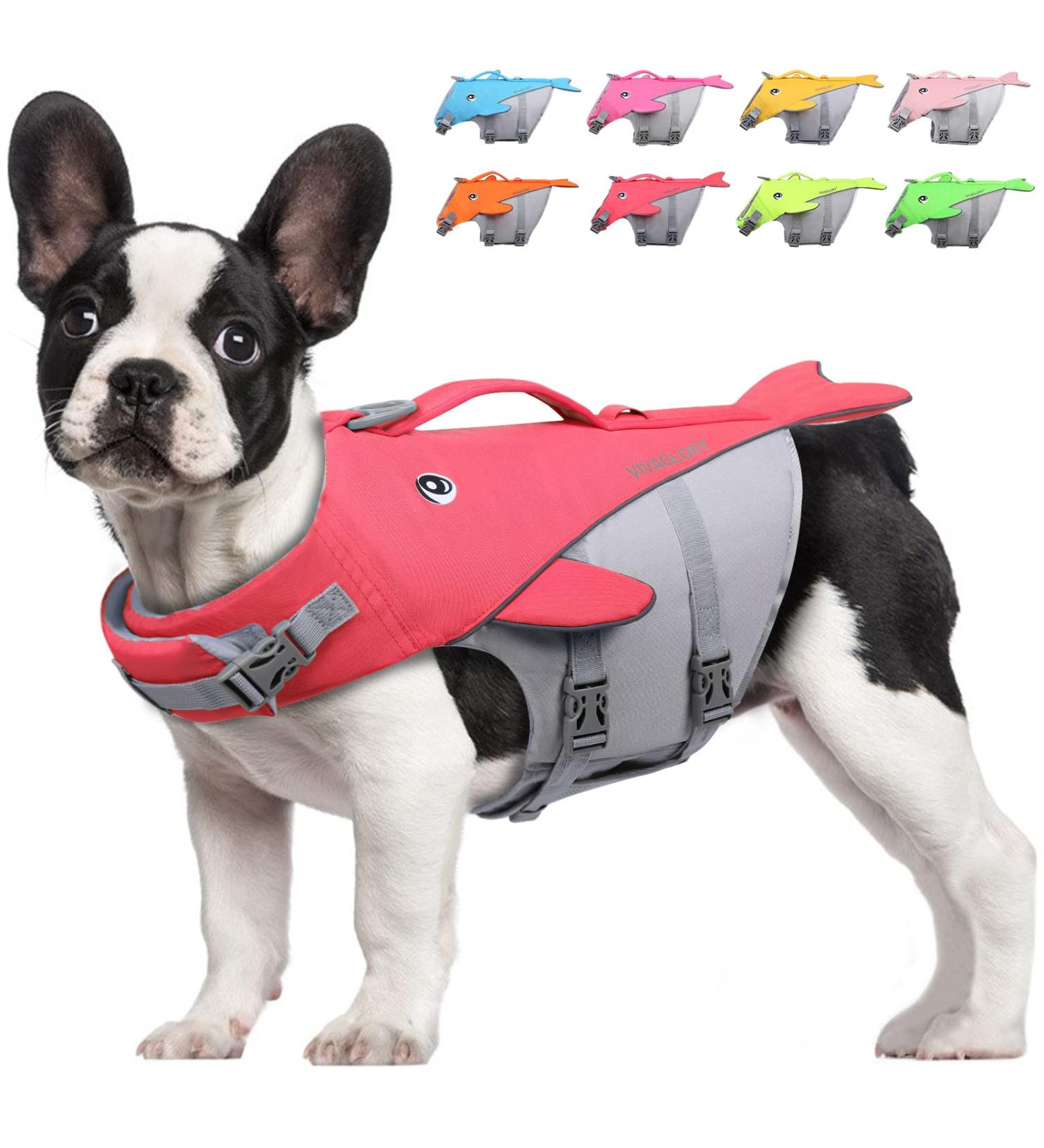 Vivaglory Dog Life Jacket for Small & Medium Dogs | Adjustable Neon Pink Swimming Vest for Safety - 56-64 cm Ribcage Girth - Buy Online on GoSupps.com