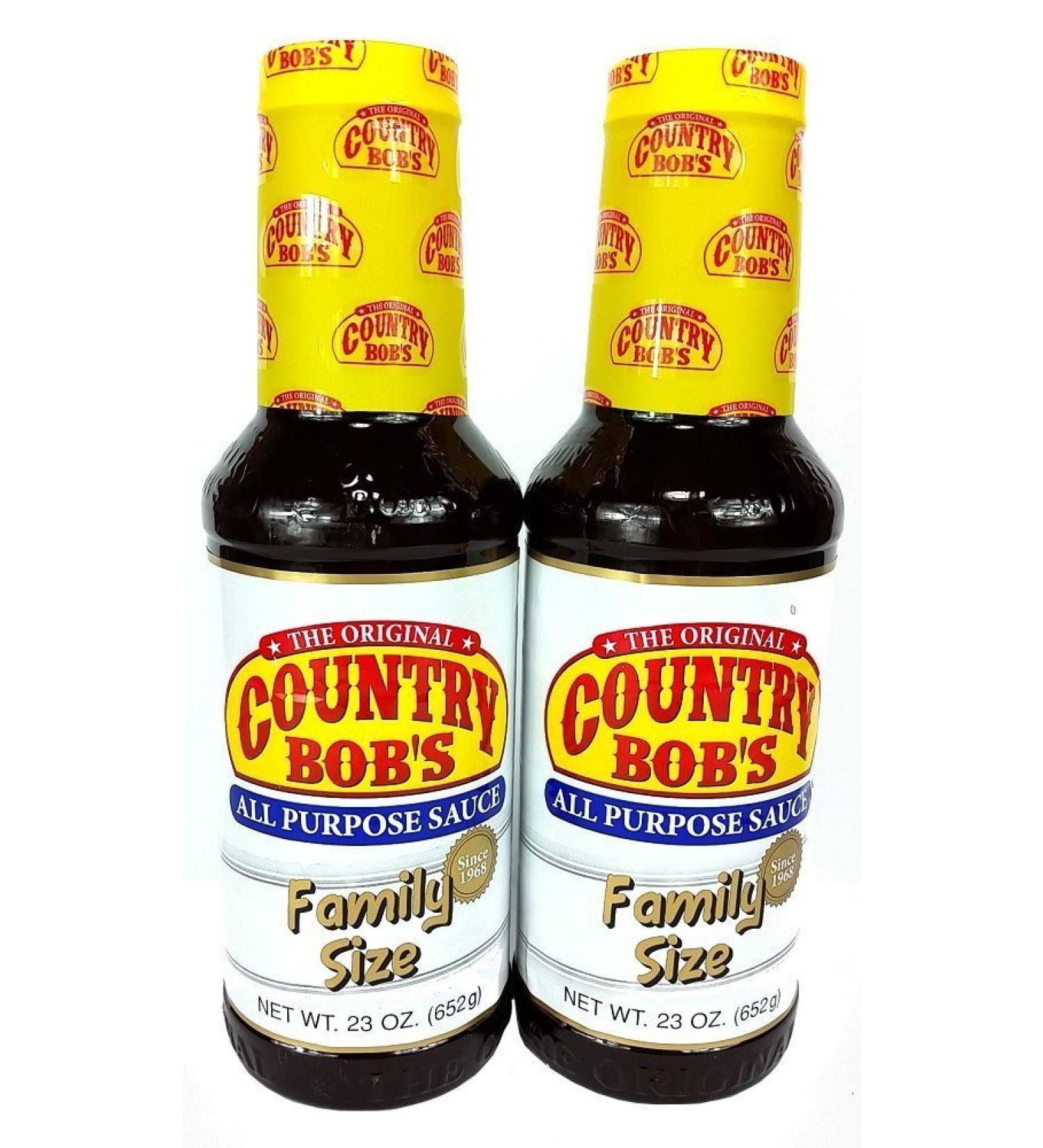 Country Bob's All Purpose Sauce Family Size - All Natural Condiment Sauce for Dipping, Marinating, BBQ Sauce, Steak Sauce - All Purpose Seasoning for Beef, Pork, Chicken, Fish, and Stir Fry Vegetables -23oz (Pack of 2) 23