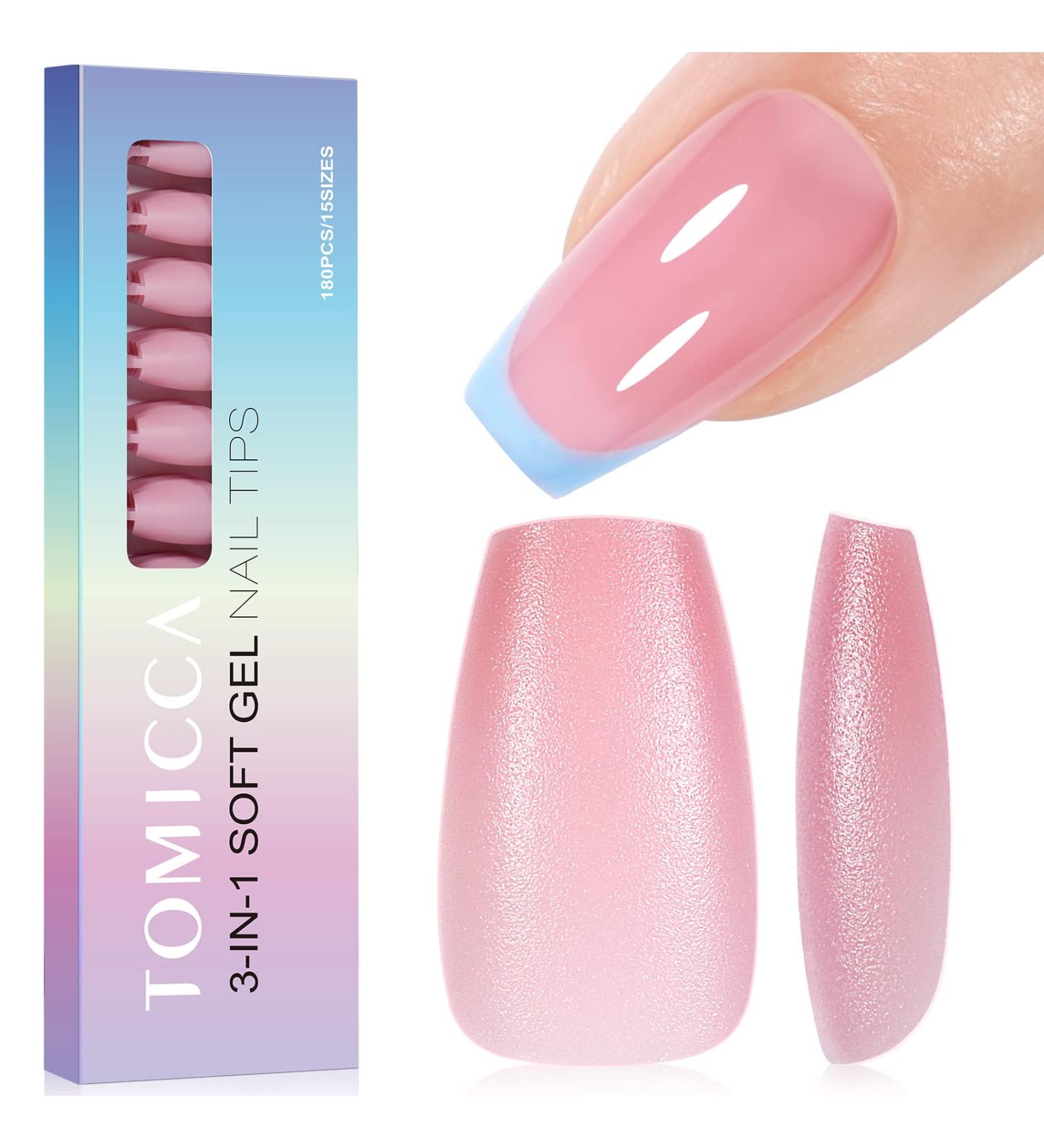 TOMICCA Soft Gel Short Coffin Nail Tips 180PCS - Pre-colored Matte Pink Press On Nails for Nail Art Extensions - 15 Sizes Included - Buy Online on GoSupps.com