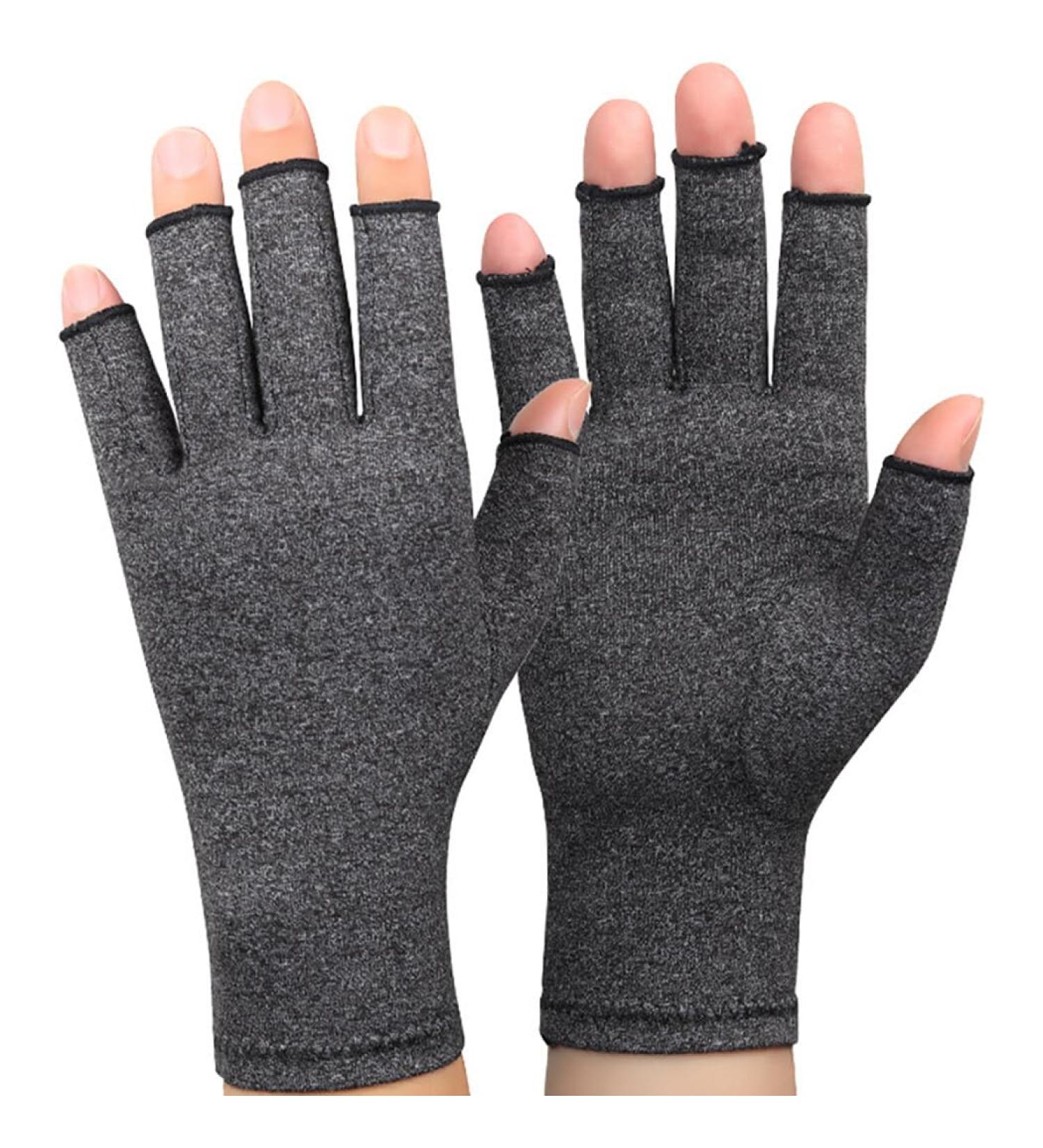Cotton Soft Fingerless Compression Gloves for Arthritis - Carpal Tunnel Hand Discomfort Comfort Nonslip Gloves