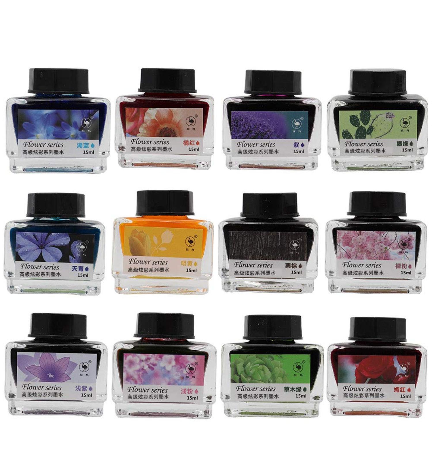 ZZKOKO Calligraphy Ink Bottle  12 Colors Dip Calligraphy Pen Inks Set  Drawing Writing Art Fountain Pen Non-Carbon Ink - Buy Online on GoSupps.com