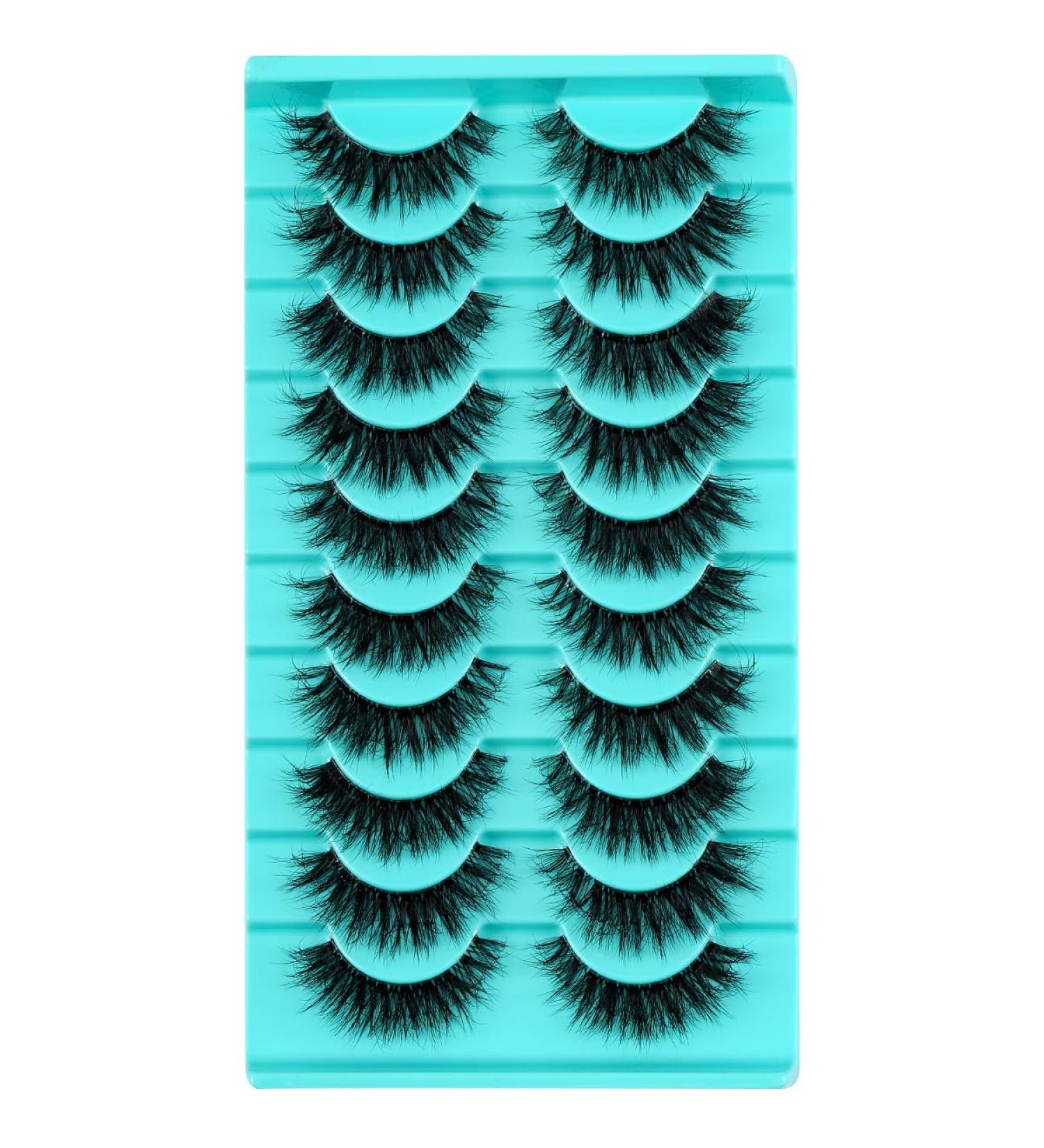 10 Pairs Clear Band Russian Volume Fluffy Strip Lashes - Wispy D Curly False Eyelashes for a Natural Look | Shop Internationally - Buy Online on GoSupps.com