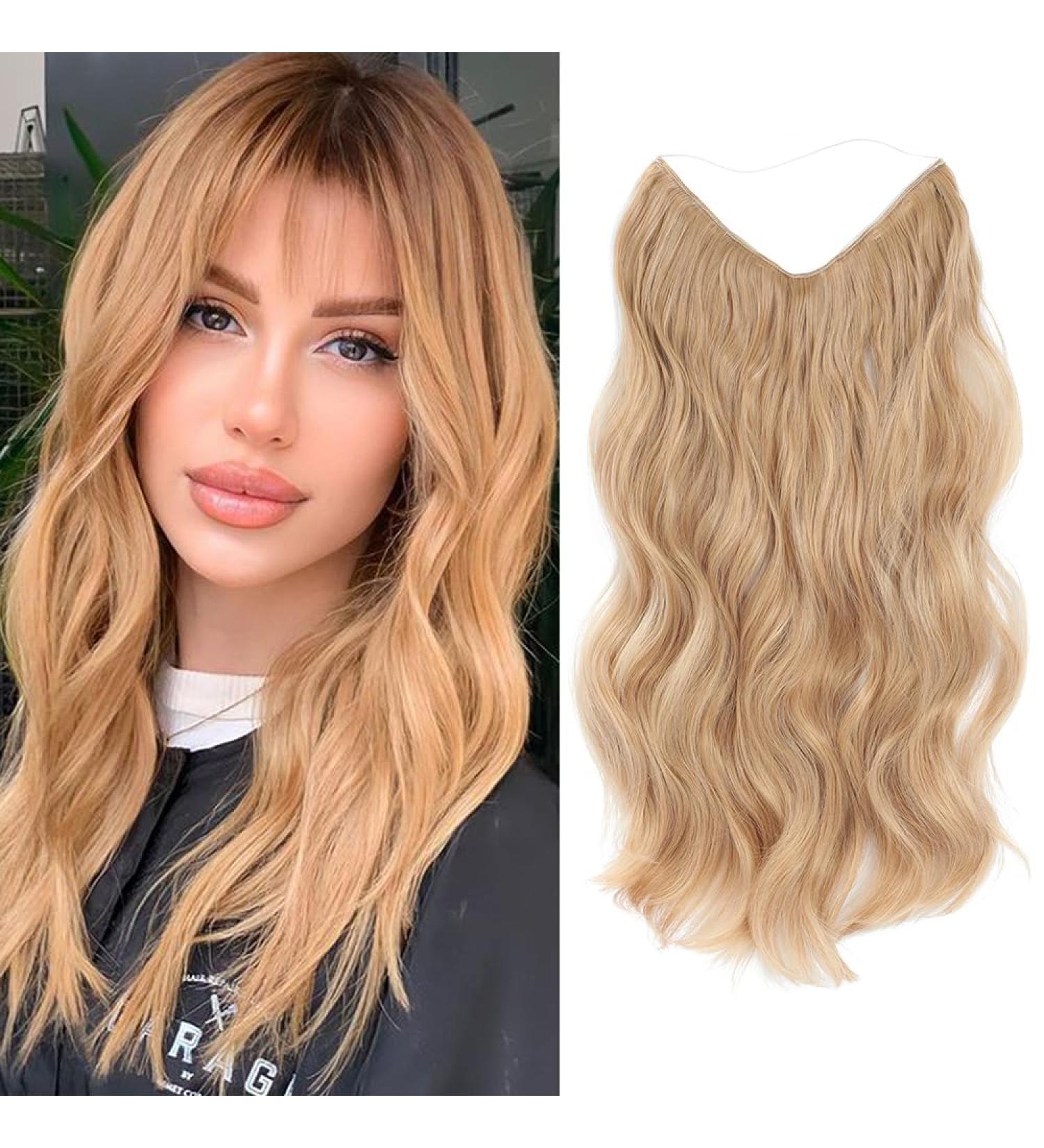 20 Golden Blonde Synthetic Curly Hair Extensions with Adjustable Clips - Secret Invisible Hair Pieces for Women - Buy Online on GoSupps.com