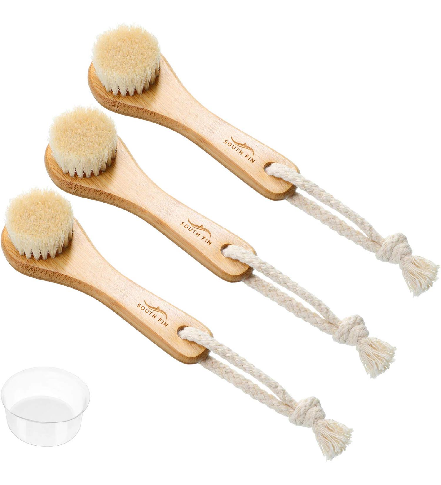 3 Pcs Manual Facial Cleansing Brushes - Natural Horsehair Exfoliating Face Brush for Deep Pore Cleansing & Blackhead Removal - Buy Online on GoSupps.com