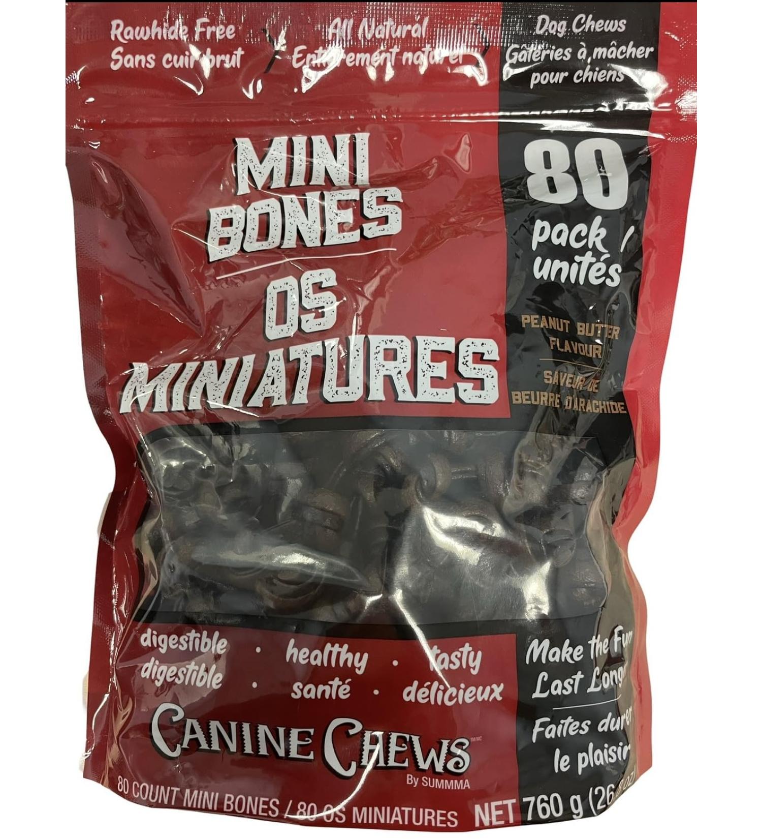 Canine Chews Mini Bones Make The Fun Last Longer Peanut Butter Flavour 80 Count Mini Bones 760 g - Buy Online on GoSupps.com