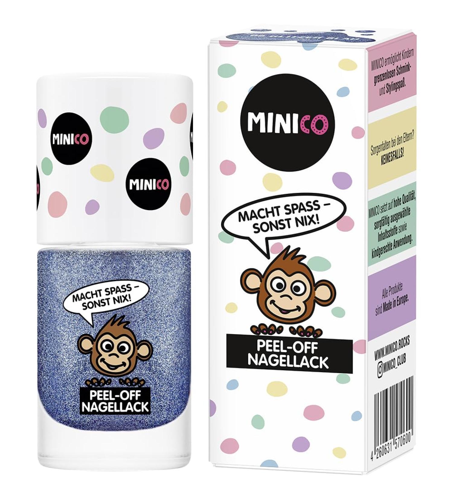 Minico Premium Kinder Nailack Glitter Blue - Removable Child-Friendly Vegan & Sustainable | Water-Based Dermatologically Tested - Buy Online on GoSupps.com