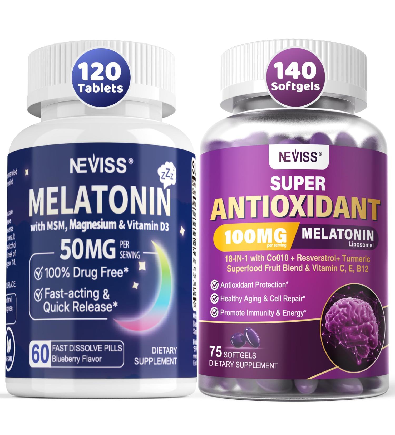 NEVISS Melatonin 50 mg Fast Dissolve Tablets + Ultra High Dose Melatonin 100mg - Buy Online on GoSupps.com