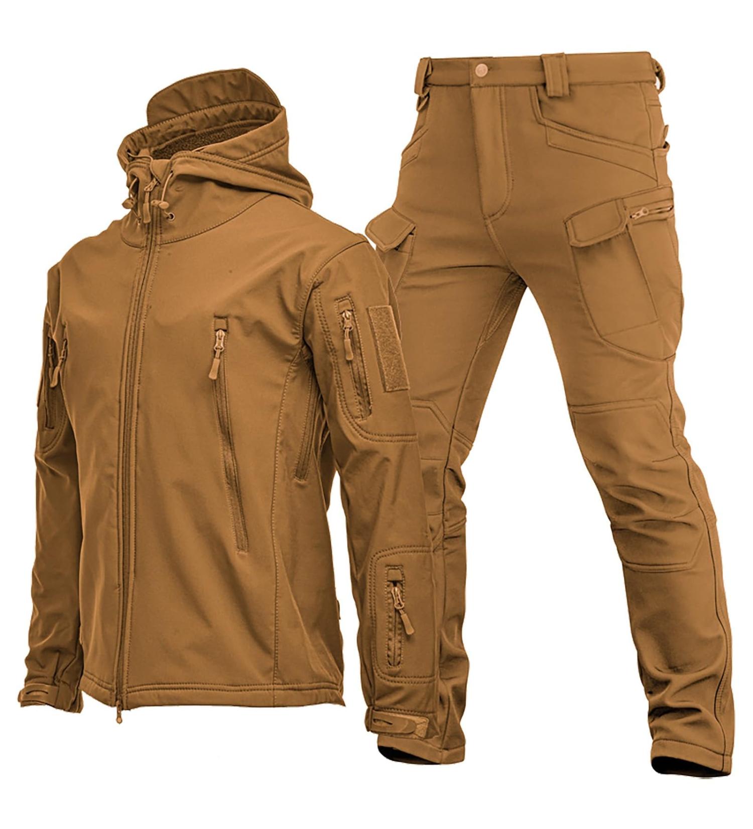 Hanxiulin Men's Jogging Suit - Casual Training Set with Long Sleeve Sports Jacket & Jogger Pants in Khaki - Buy Online on GoSupps.com