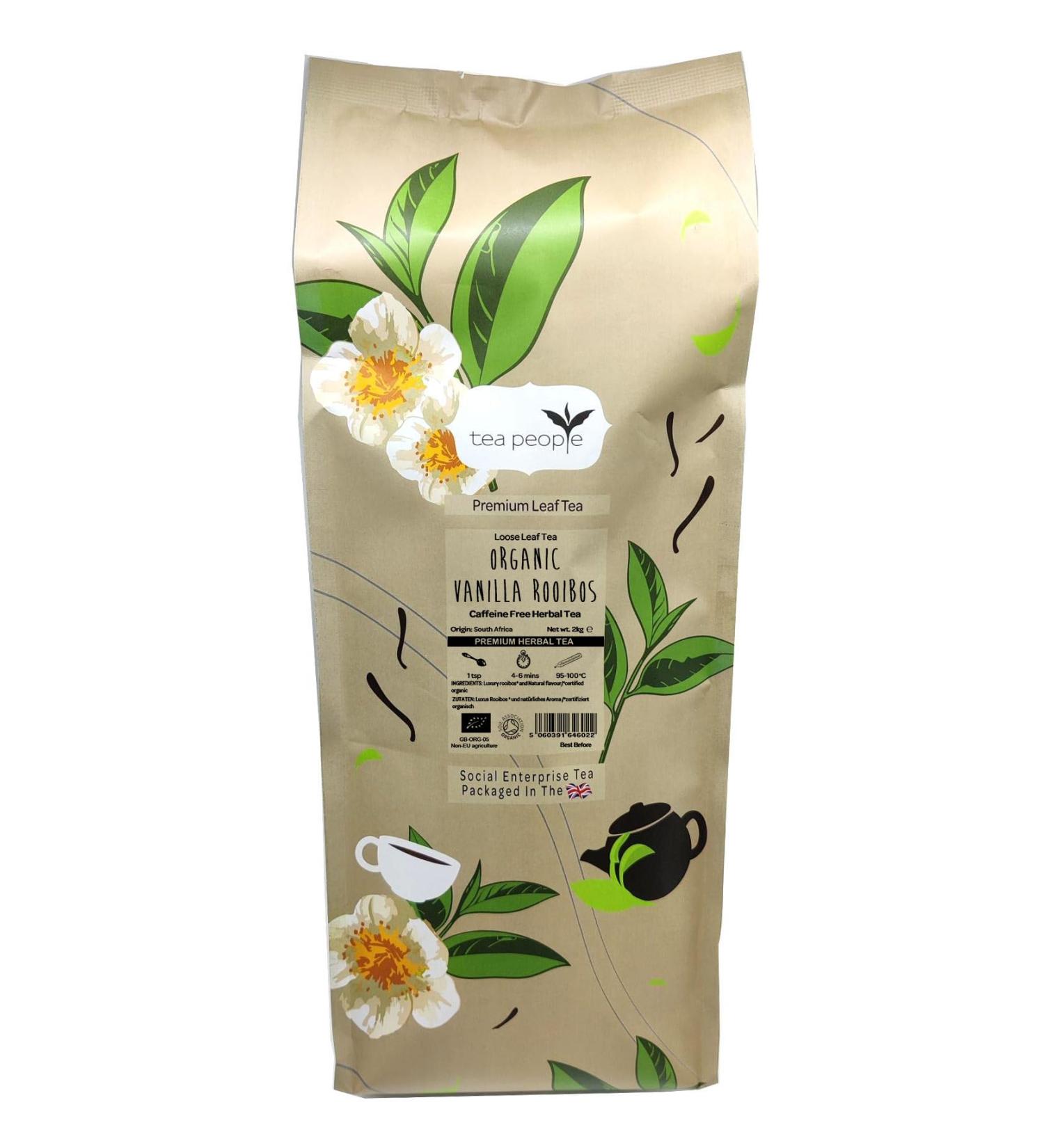 Tea People Organic Vanilla Rooibos 2 Kg Loose Leaf Tea - Large Catering Pack - Vanilla Flavor - 1 Pack - Buy Online on GoSupps.com