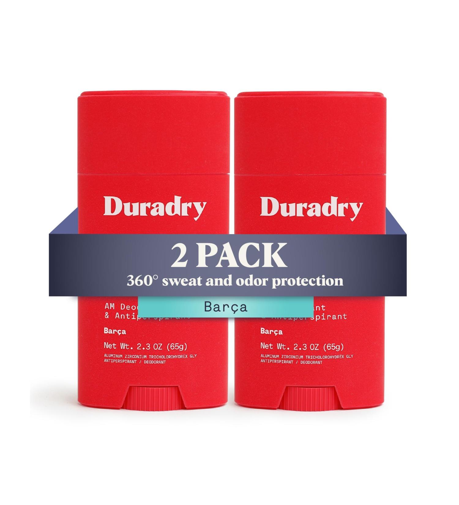 Duradry Antiperspirant Deodorant for Women and Men - Anti Sweat Maximum Strength Deodorant Excessive Sweat Protection for Armpits Naturally Neutralize Odor - Barca 2.3 Oz (Pack of 2) 2 Ct - Barca (Sweetwater + Sea Salt) - Buy Online on GoSupps.com