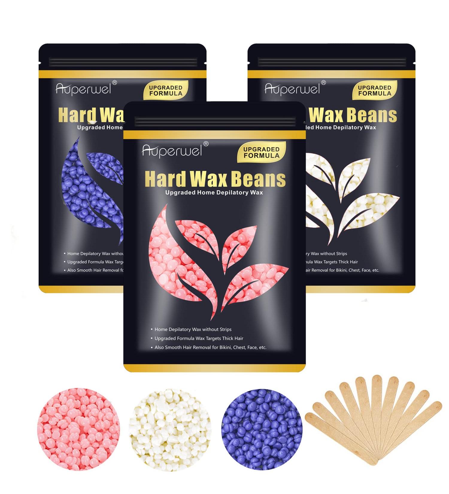Hard Wax Beads (300g/10.5oz) - Painless Full Body Brazilian Bikini Wax with Applicators - At Home Hair Removal for Face, Eyebrow, Legs, Underarms, Back, Chest - Perfect Refill for Any Wax Warmer - Buy Online on GoSupps.com