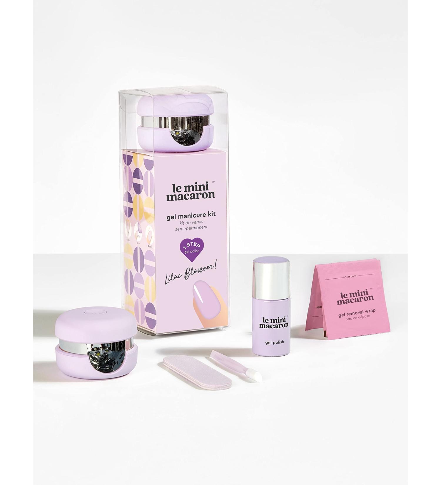 Le Mini Macaron DIY Gel Manicure Kit | LED Nail Dryer Lamp, Gel Polish, Cuticle Stick, Nail File & Remover Wraps - Lilac Blossom - Buy Online on GoSupps.com