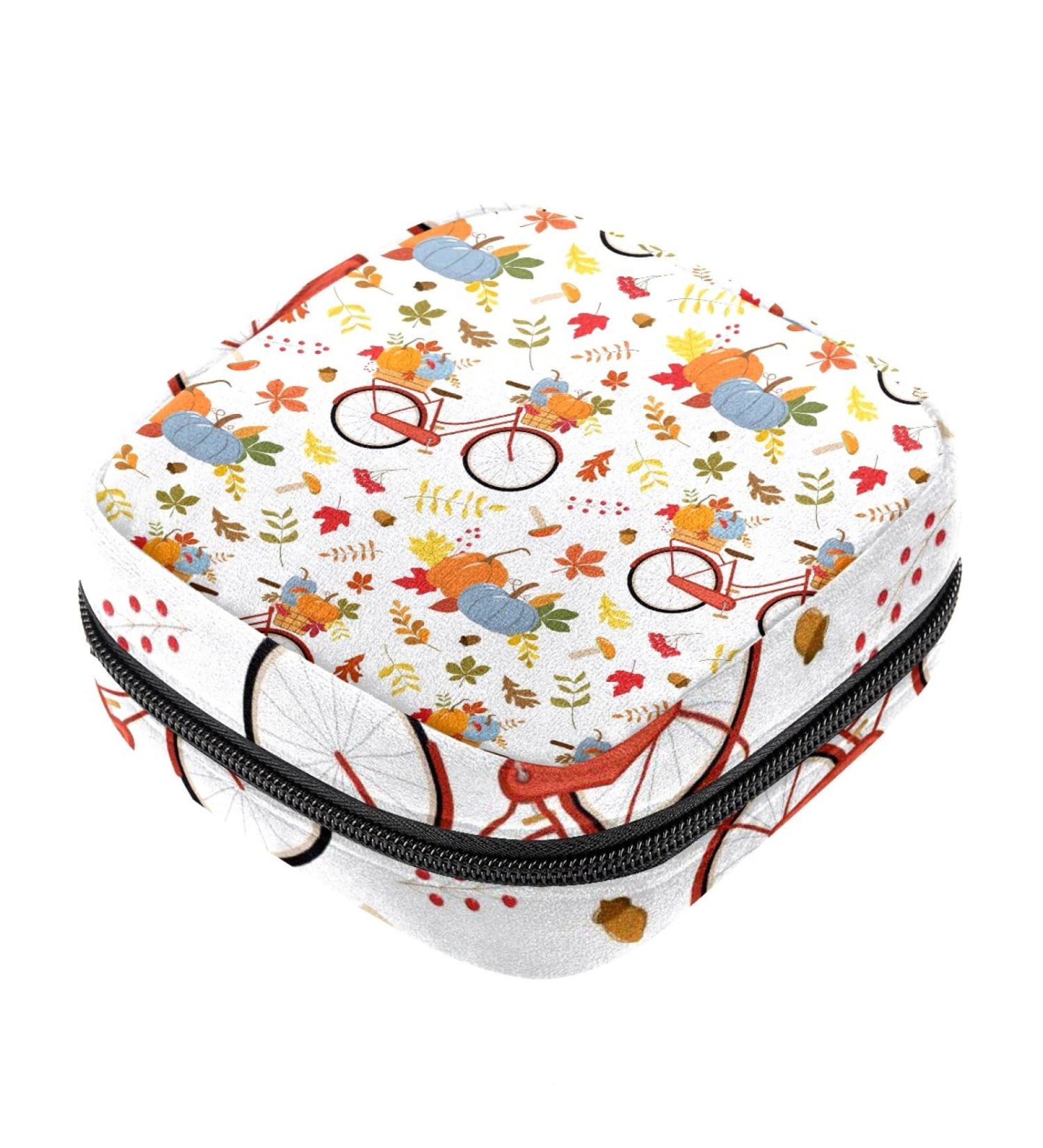 Autumn Pumpkin Sanitary Napkin Storage Bag - Portable Period Kit Pouch for Women & Teens - Zippered Menstrual Cup & Pad Organizer - Color 10 - Buy Online on GoSupps.com