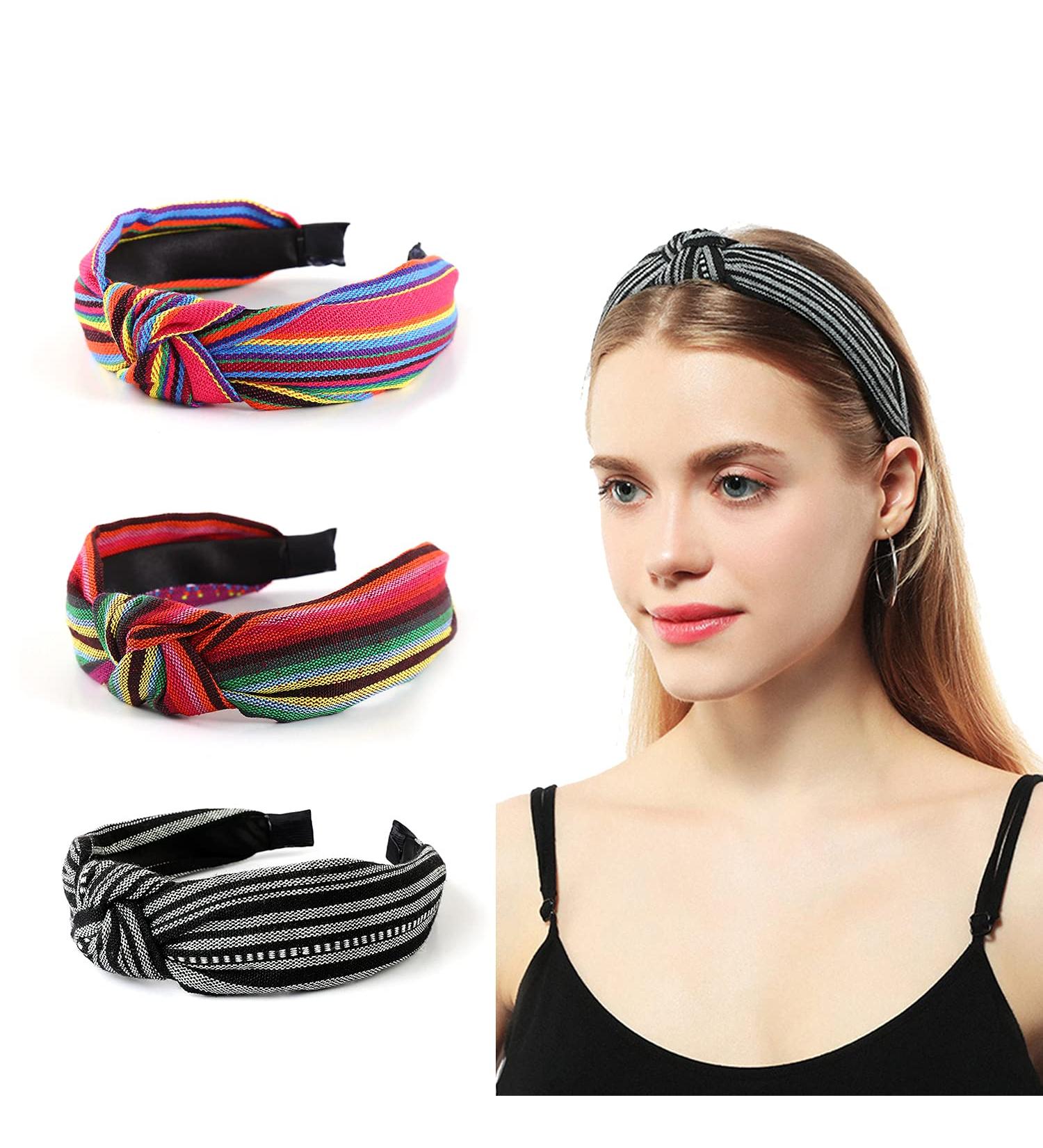 Gloppie Knotted Headbands 3 Pack for Women & Girls - Boho Hairbands for Workouts, Skincare & Face Washing - Buy Online on GoSupps.com