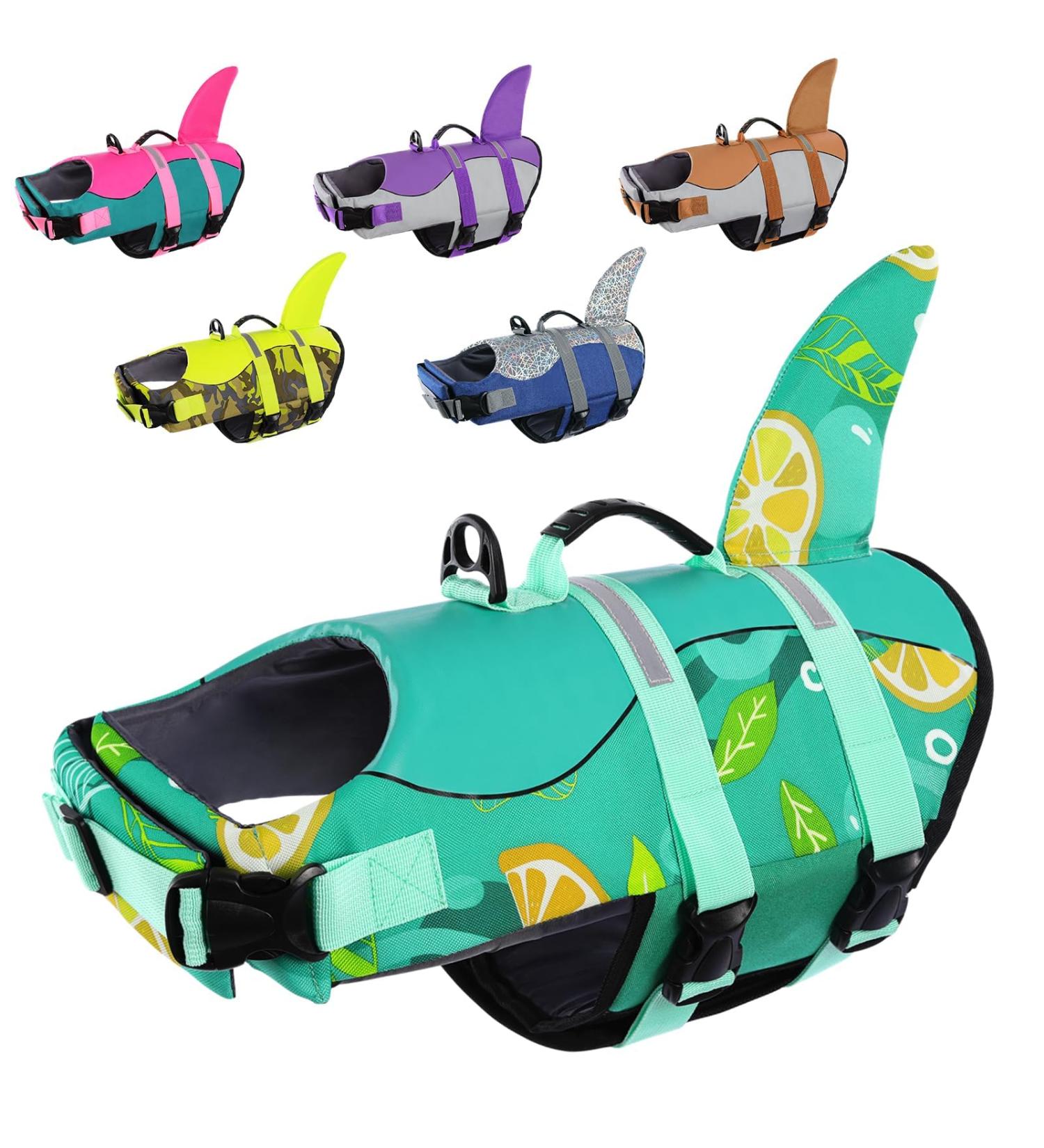 Buy Cit toile Dog Life Jacket - Shark Design Safe & Lightweight Swimming Vest for Small Medium & Large Dogs - Reflective Handle Gray/Blue - Buy Online on GoSupps.com