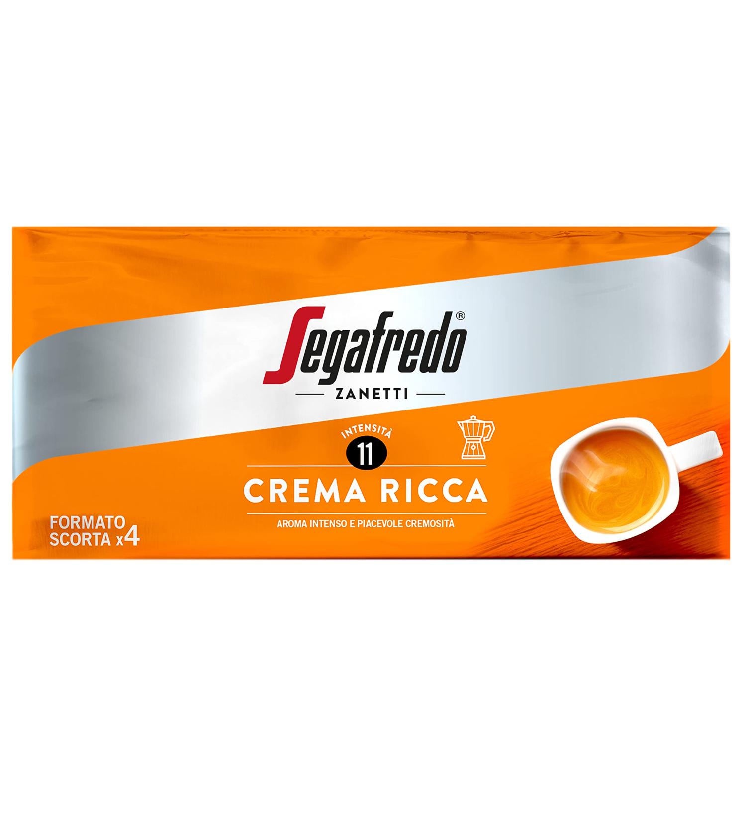 Segafredo Zanetti ground Coffee Crema Ricca (4 x 250 grams) - Suitable for Moka - Line le Classiche medium Roast intense Aroma and pleasant Creaminess - Buy Online on GoSupps.com