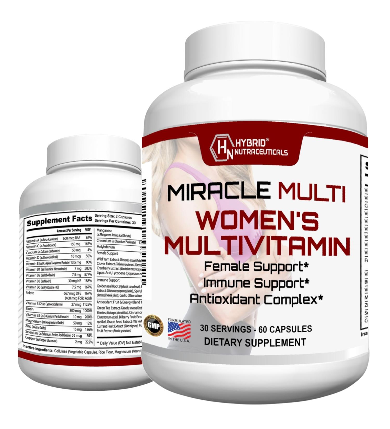 MiracleMulti Multivitamin for Women - Female Support Formula Immune Support Minerals Biotin Antioxidants & Superfoods Blend 60 Capsules - Buy Online on GoSupps.com