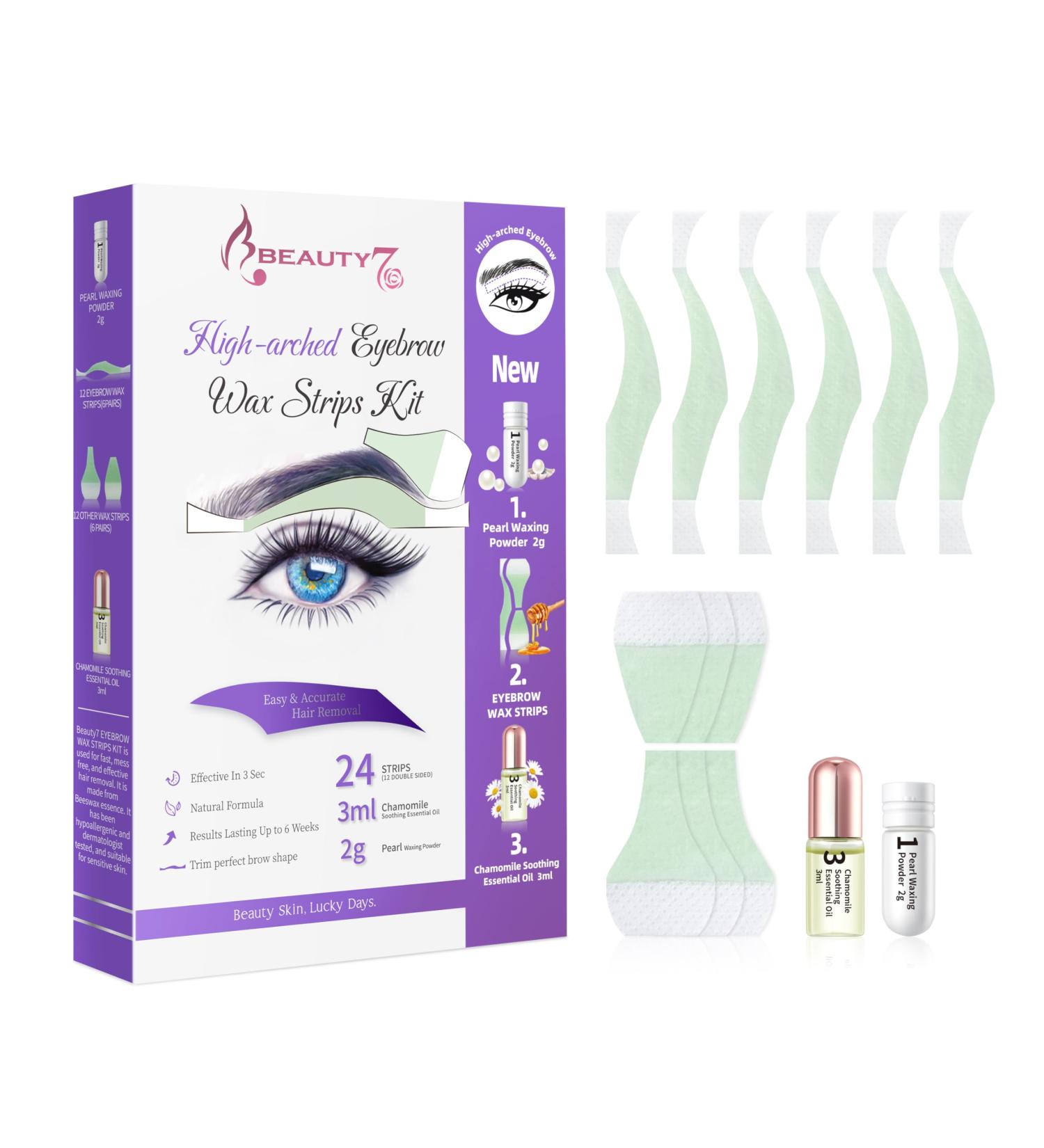 Beauty7 Cold Wax Strips for Eyebrows - Pain-Free Precise Depilation for High-Arched Eyebrow Shape - Quick & Easy Waxing Solution for Women | International Shipping Available - Buy Online on GoSupps.com