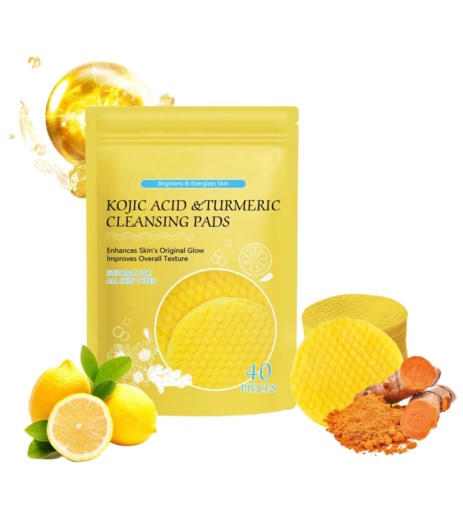 FmtwPhn 40 Turmeric Kojic Exfoliate Pads Kojic-Acid & Turmeric Pads Turmeric Kojic-Acid Pads Infused Foaming E-xfoliating Pads Face Exfoliator Pad Removes Excess Keratin - Buy Online on GoSupps.com