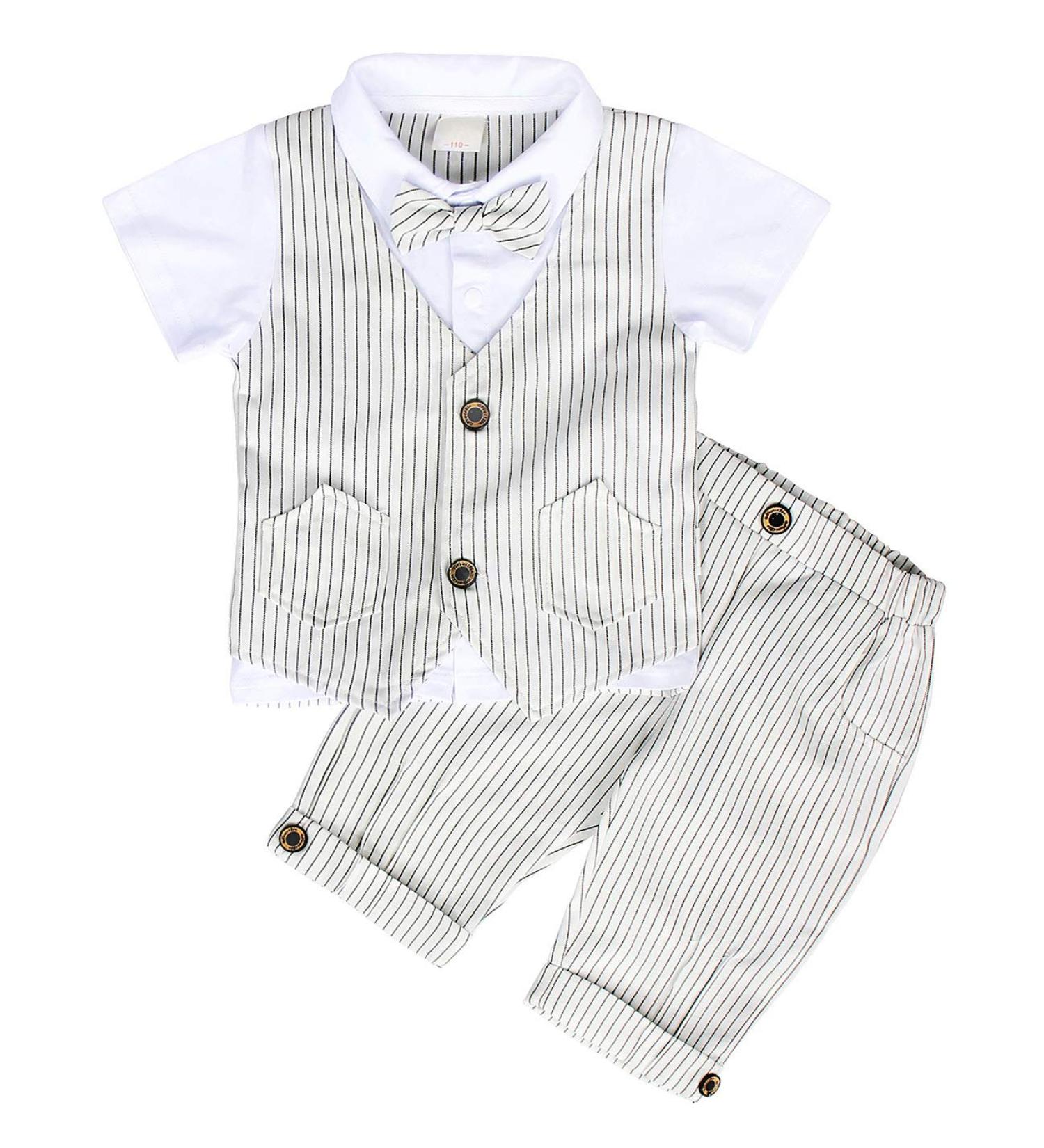 AmzBarley Baby Boys Gentleman Suit Outfit | Ivory Tuxedo Rompers 3-4 Years - Buy Online on GoSupps.com