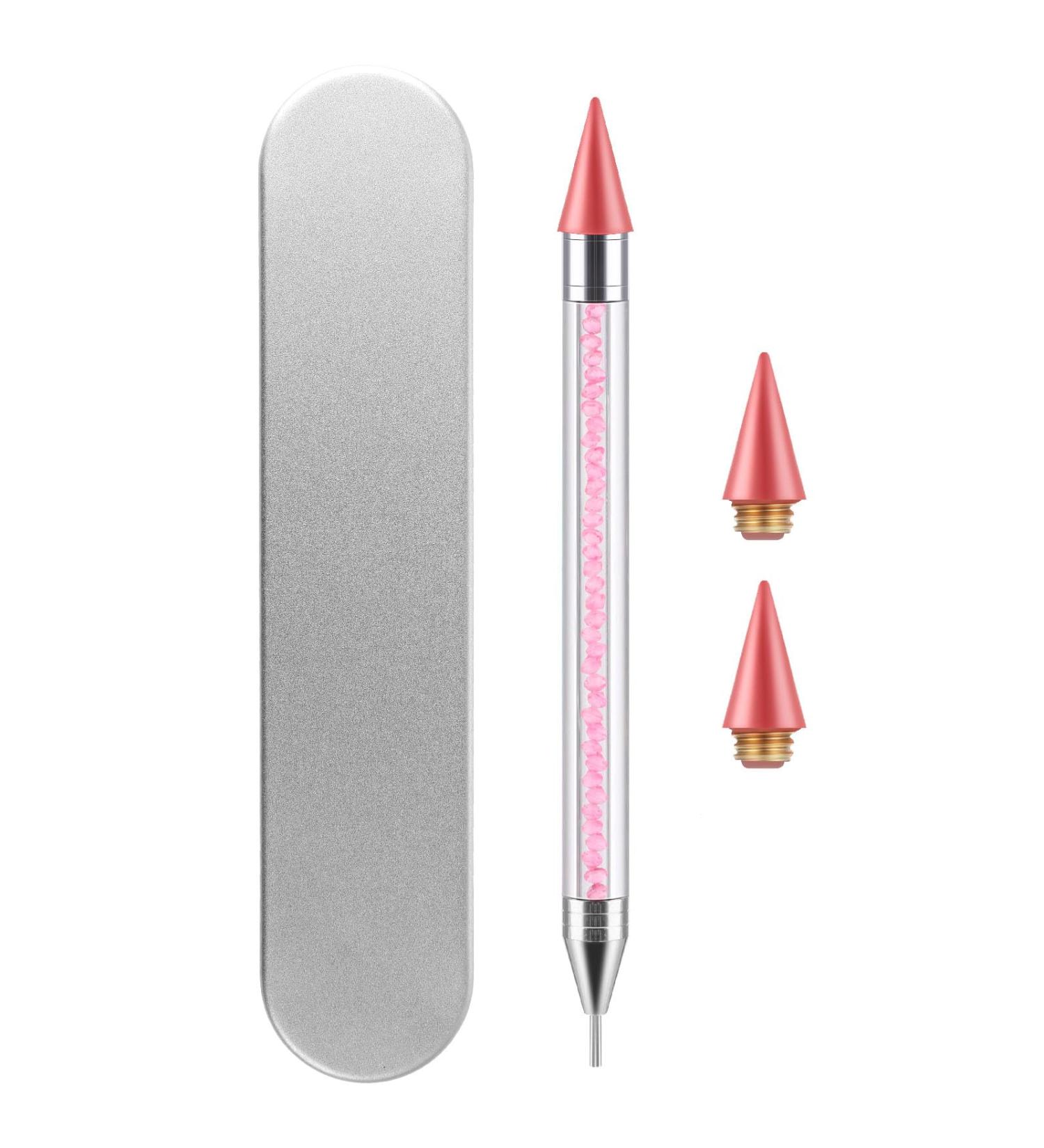 Ouligay Dual Ended Strass Picker Dotting Pen - Interchangeable Wax Heads for Nail Art & DIY Gemstones (Pink) - Buy Online on GoSupps.com