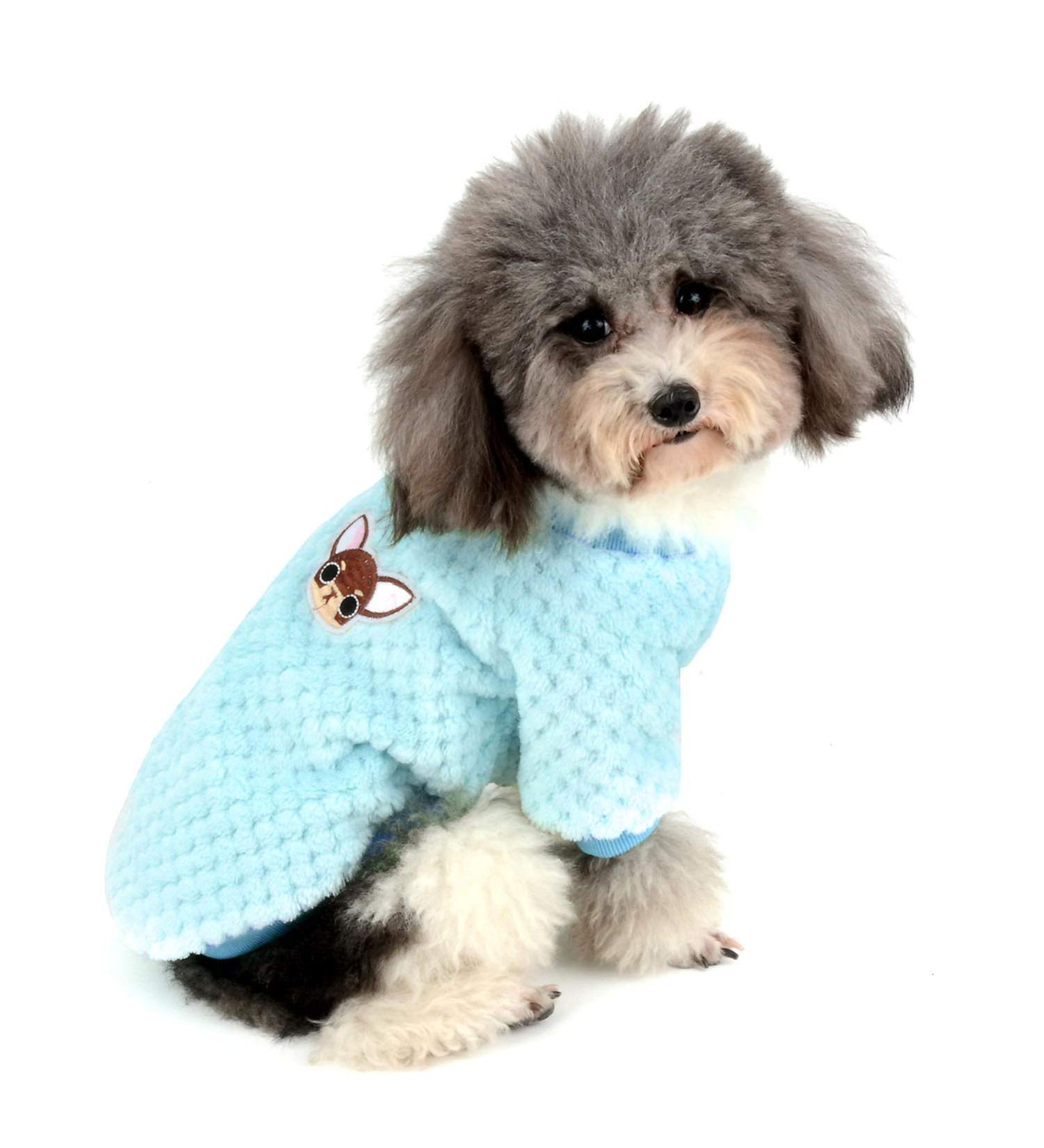 Zweitea Fleece Dog Sweater for Small Dogs - Warm & Soft Winter Jacket for Puppies & Cats - Blue (1 Pack) - Buy Online on GoSupps.com