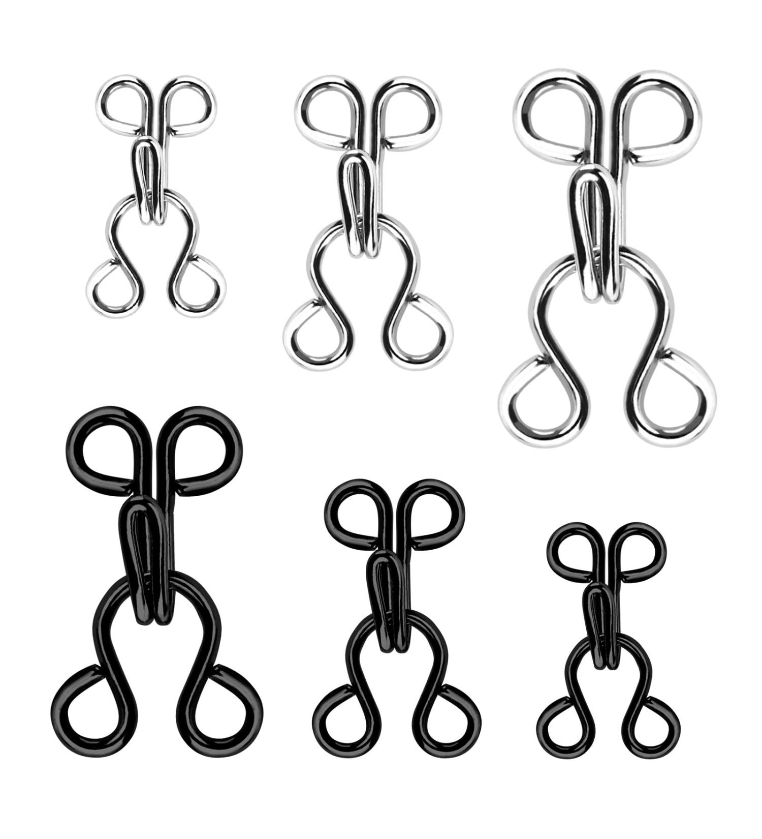 KACOLA 60 Set Sewing Hook and Eye Latch for Clothing Bra Replacement - 3 Sizes 23/17/12.5mm - Black/Silver - Buy Online on GoSupps.com