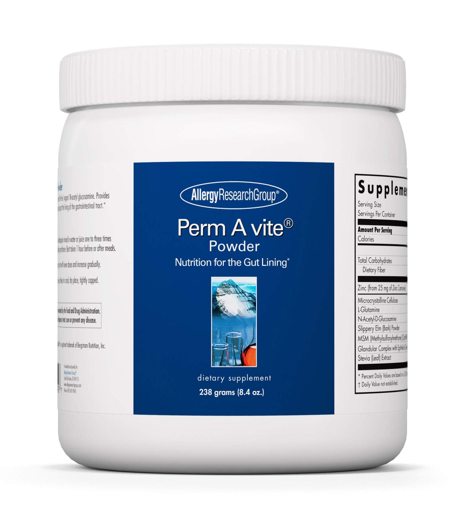 Allergy Research Group Perm A Vite Powder - Gut Health Support for Men & Women | L-Glutamine & Slippery Elm - 8.4 Oz | International Shipping Available - Buy Online on GoSupps.com