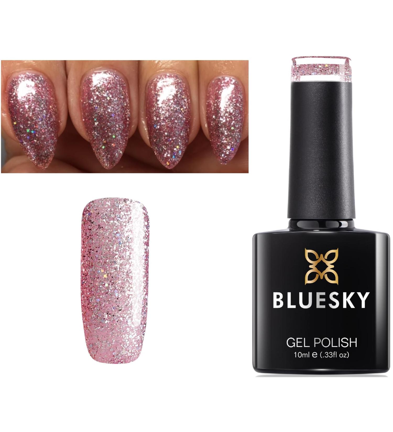 Bluesky Nail Gel Polish PINK GLITTER PLATINUM 23 LIGHT PINK/LILAC HOLOGRAPHIC Glitter UV LED Soak Off 10ml - Buy Online on GoSupps.com