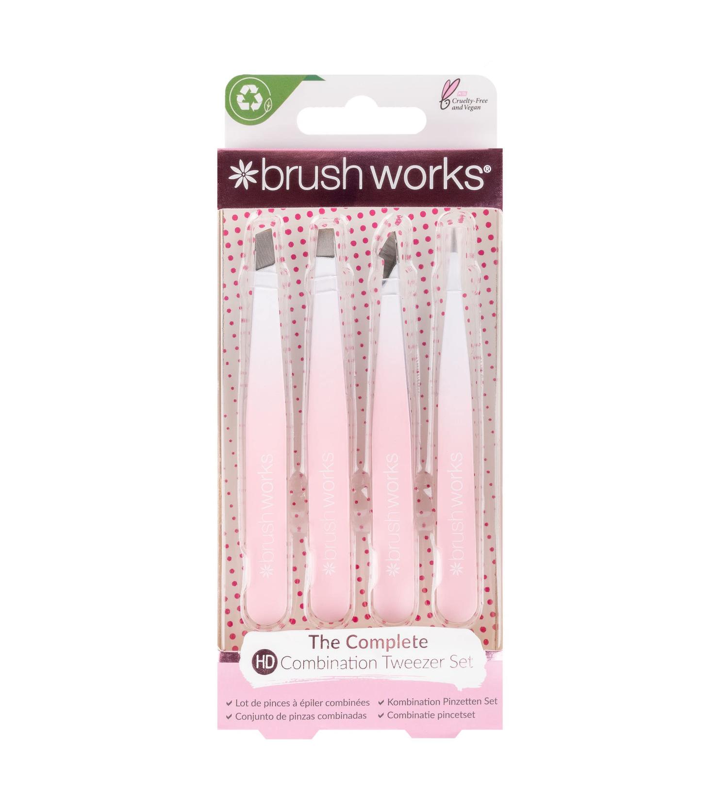 Brushworks Combination Tweezers 4-Piece Set - White | Premium Quality Tweezers for Precision Grooming & Style | International Shipping Available - Buy Online on GoSupps.com