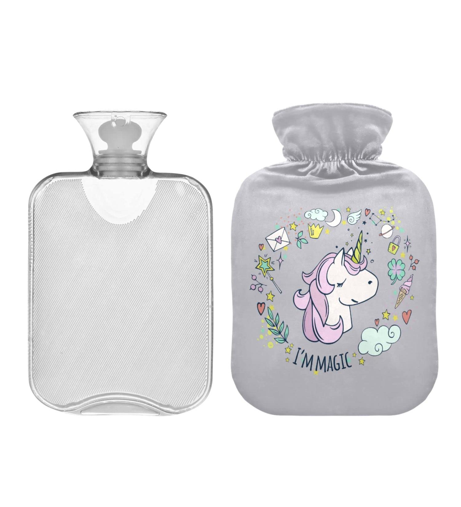 Cartoon Unicorn Hot Water Bottle 2L - Pain Relief & Winter Warmer | Cozy Cover for Hands & Feet - Buy Online on GoSupps.com