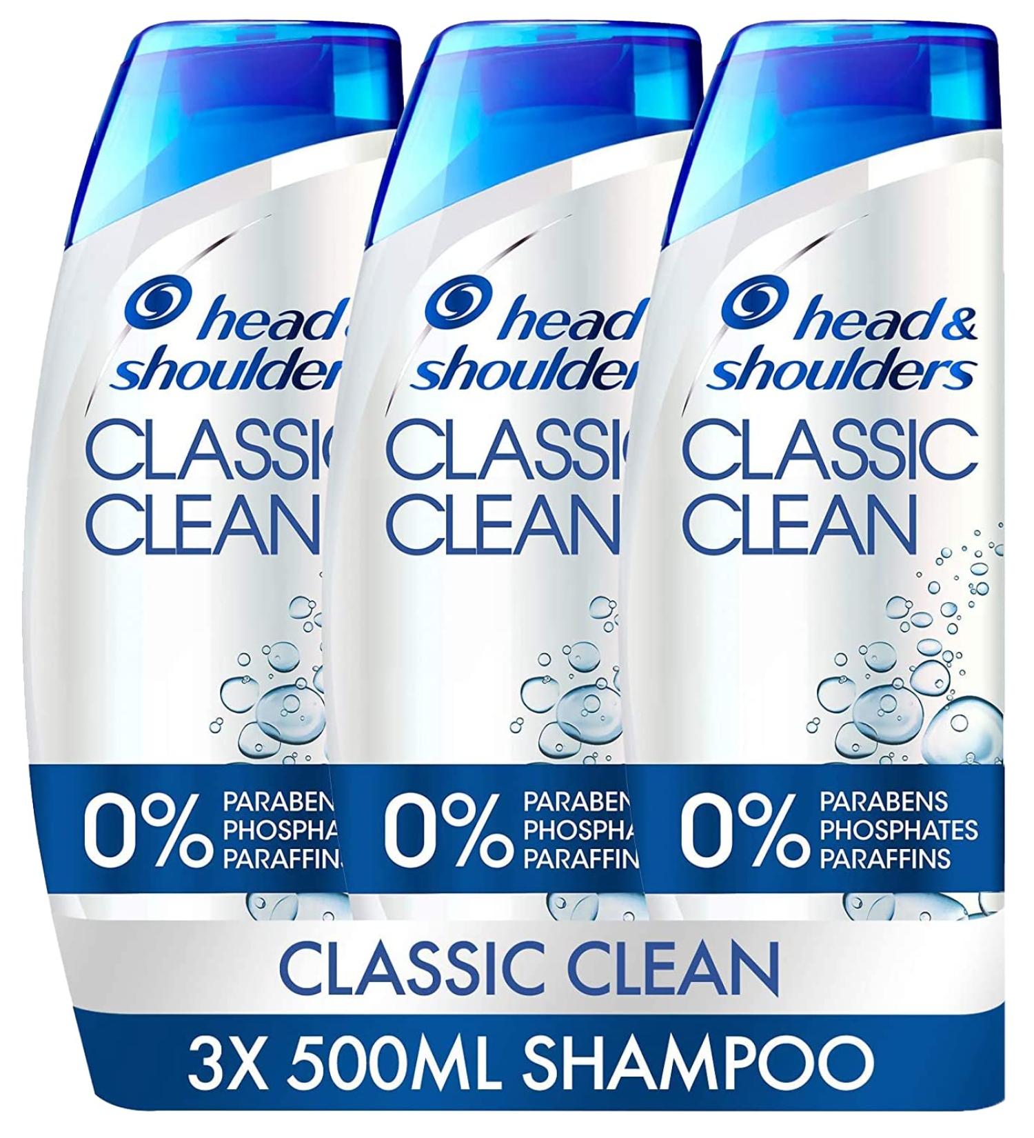  Head & Shoulders Head & Shoulders Classic Clean Anti-Dandruff Shampoo Scalp Treatment 3 x 500 ml - Buy Online on GoSupps.com
