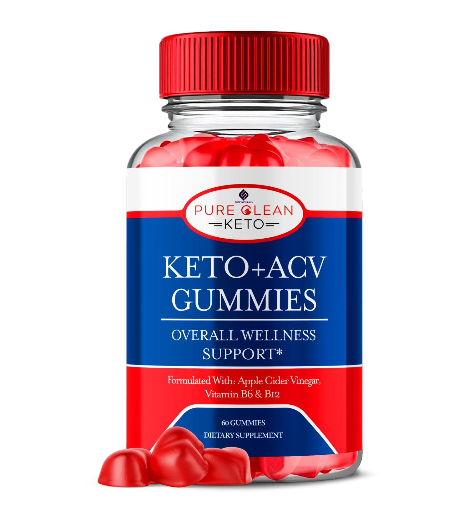 Pure Clean Keto ACV Gummies - Apple Cider Vinegar Supplement for Overall Wellness | 1000MG ACV Folic Acid & Vitamin B12 (60 Gummies - Buy Online on GoSupps.com