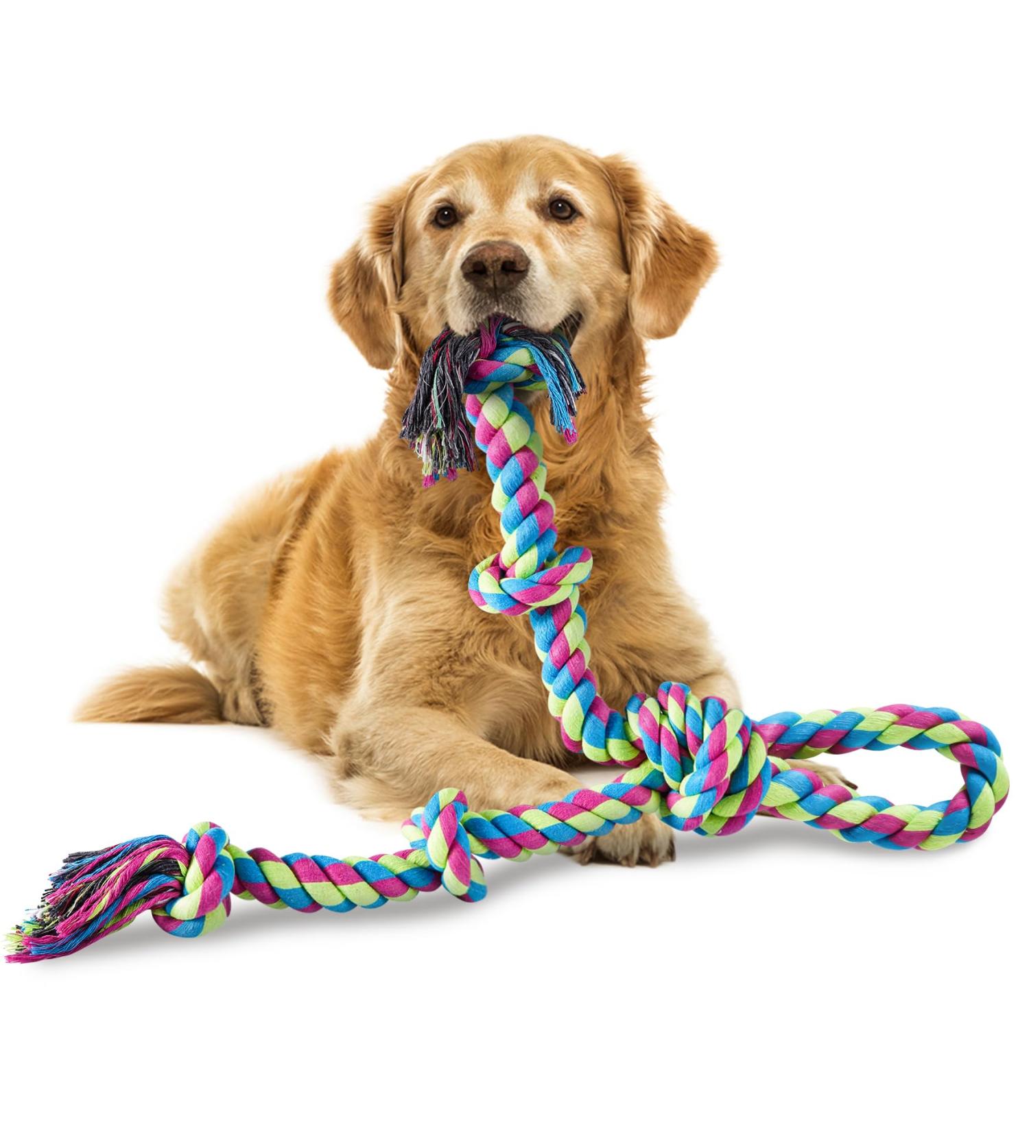 Aitmexcn Dog Toy Rope for Large Dogs | Extra Large Dental Chew Toys | 5 Knots Cotton Toy for Aggressive Chewers | XXL Dog Toys for Healthy Teeth - Buy Online on GoSupps.com