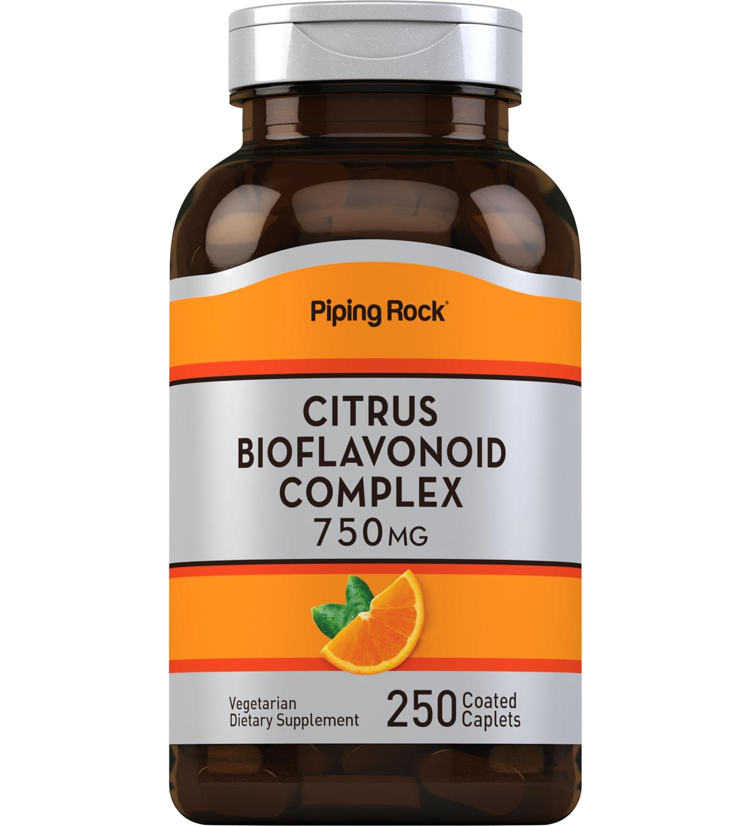 Piping Rock Citrus Bioflavonoids Complex | 750 mg | 250 Caplets | Non-GMO Gluten Free Supplement - Buy Online on GoSupps.com