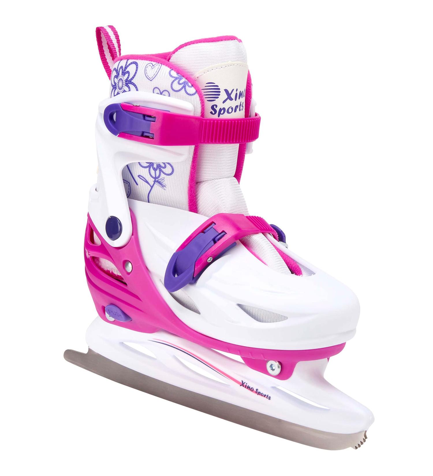 Xino Sports Adjustable Ice Skates for Girls and Boys | Blue and Pink | Soft Padding & Ankle Support | Fun to Skate - Pink, Medium Big Kid (1-4) - Buy Online on GoSupps.com