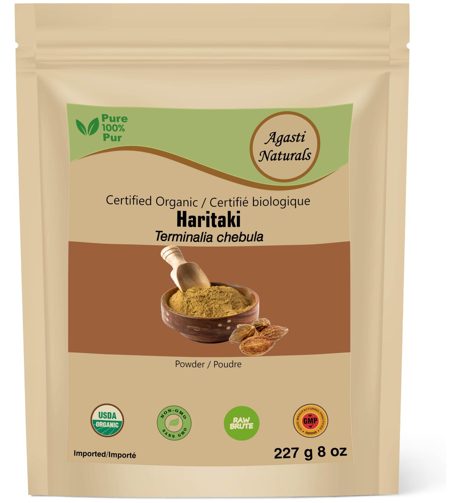 Agasti Naturals Certified Organic Haritaki Powder | 8 oz (227 g) | non-GMO 100% Raw