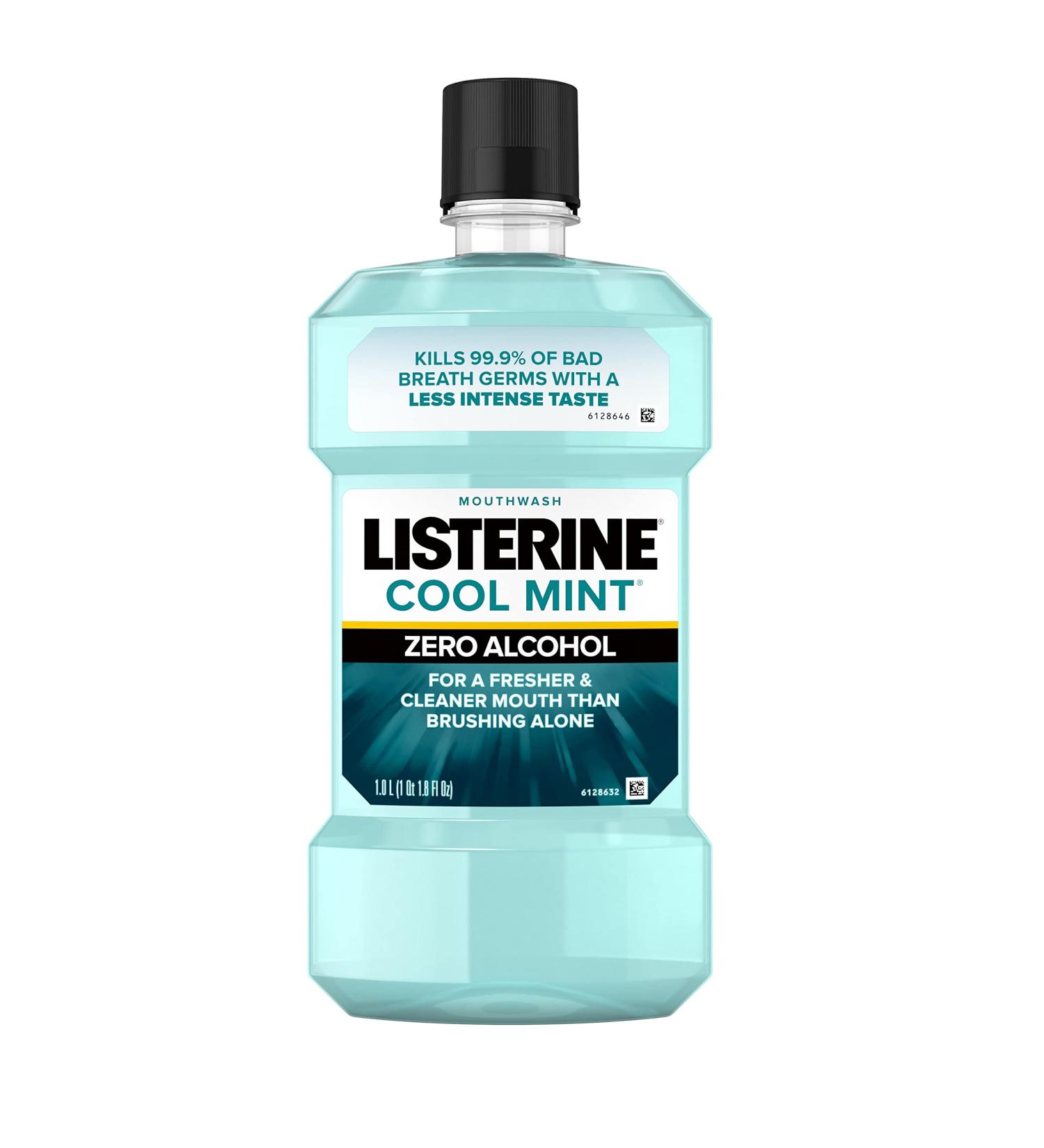 Listerine Zero Alcohol Mouthwash 1L - Alcohol-Free Oral Rinse for Fresh Breath & Clean Mouth - Cool Mint Flavor - Buy Online on GoSupps.com