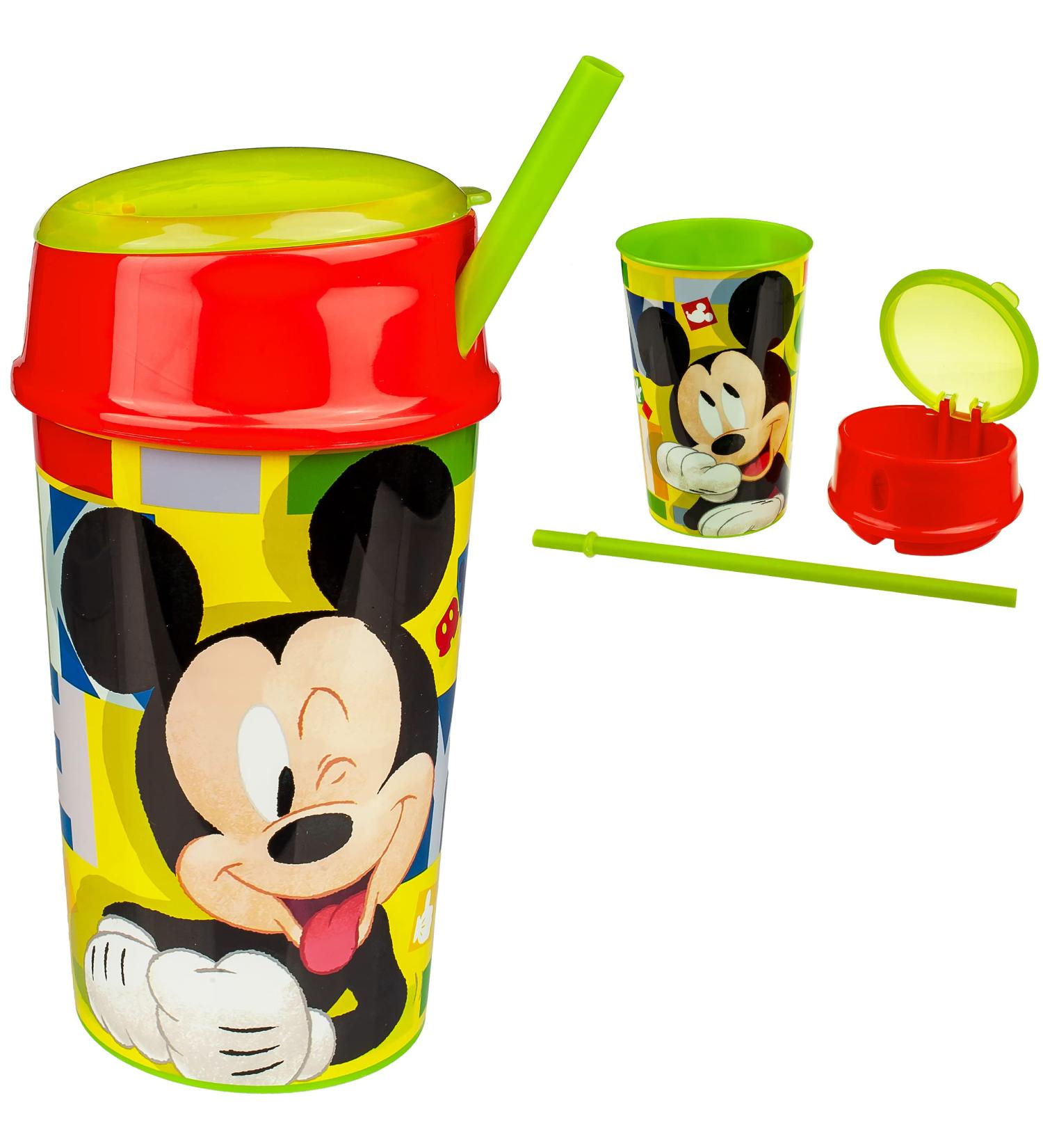 Buy 2-in-1 Disney Mickey Mouse Drinking Cup with Straw & Cover | BPA-Free Kids' Yoghurt & Muesli Cup | 400ml International Shipping Available - Buy Online on GoSupps.com