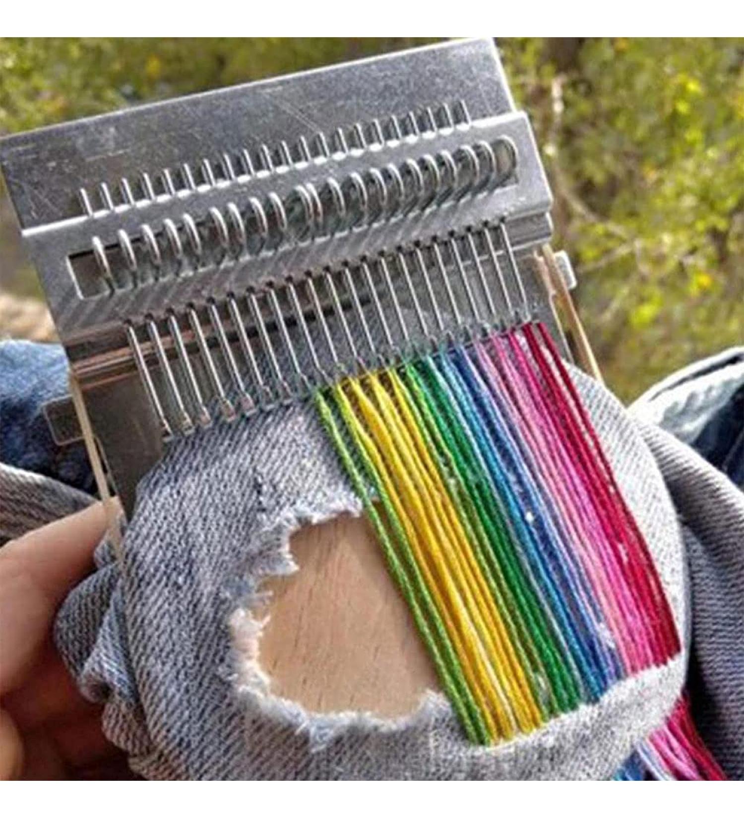 LINNNZI Speedweve Type Darning Loom | Portable 28-Hook Small Weaving Repair Tool for Beginners - Mending Jeans, Socks, and Clothes Quickly | Hand DIY Craft Machine - Buy Online on GoSupps.com