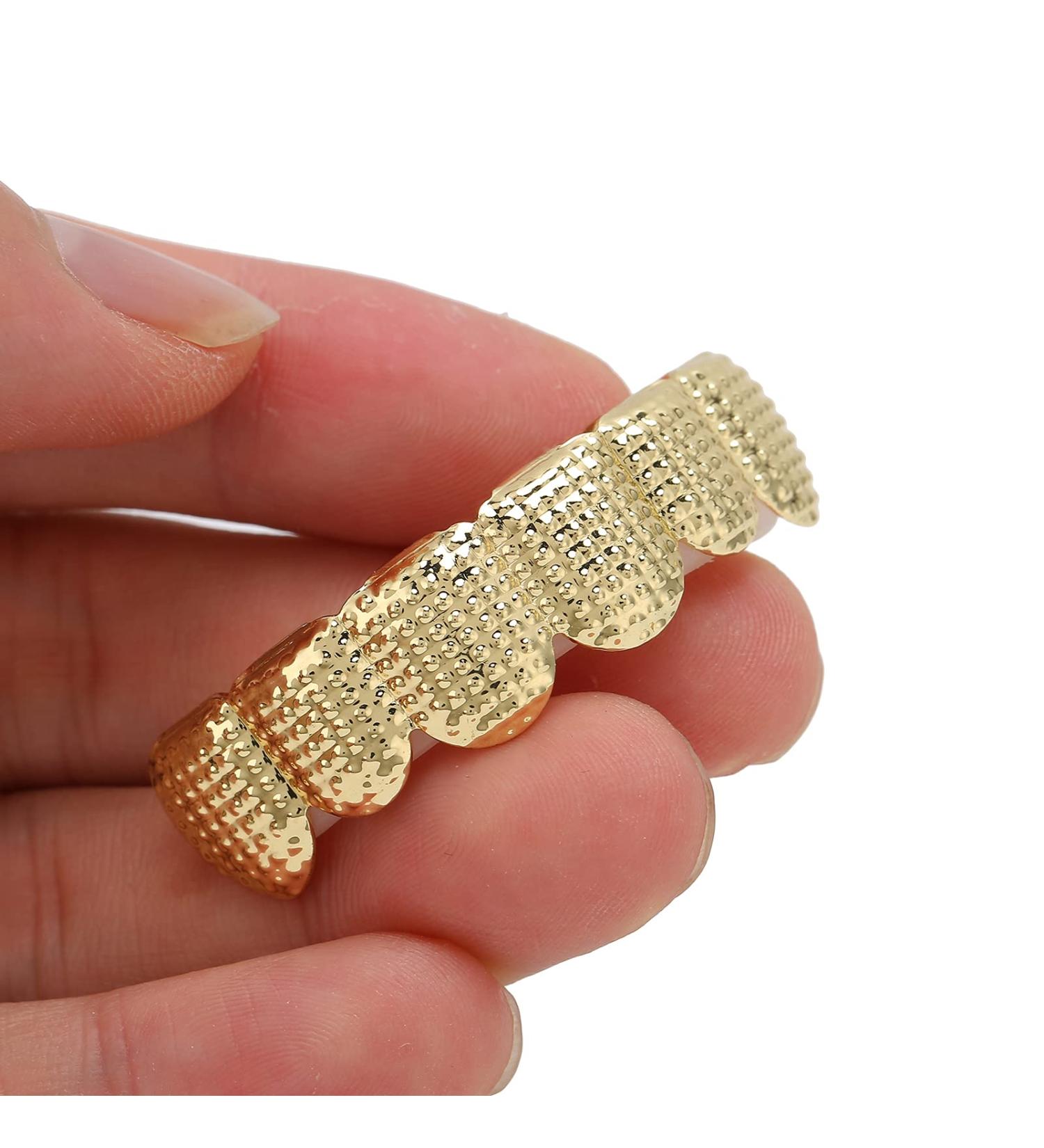 Hip Hop Teeth Grillz Halloween Hip Hop Teeth Durable for Women Men Gift for Party Photo for Halloween(Gold) - Buy Online on GoSupps.com